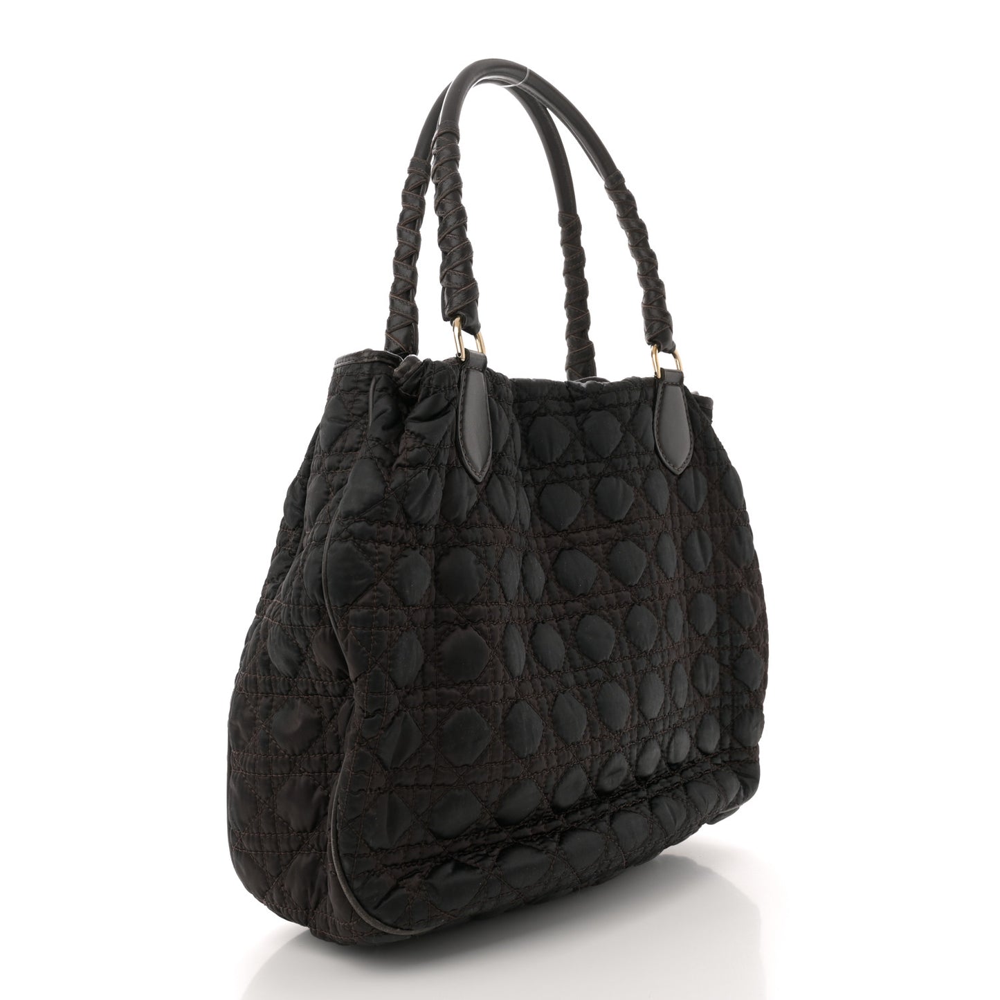 Nylon Cannage Shopper Tote Brown