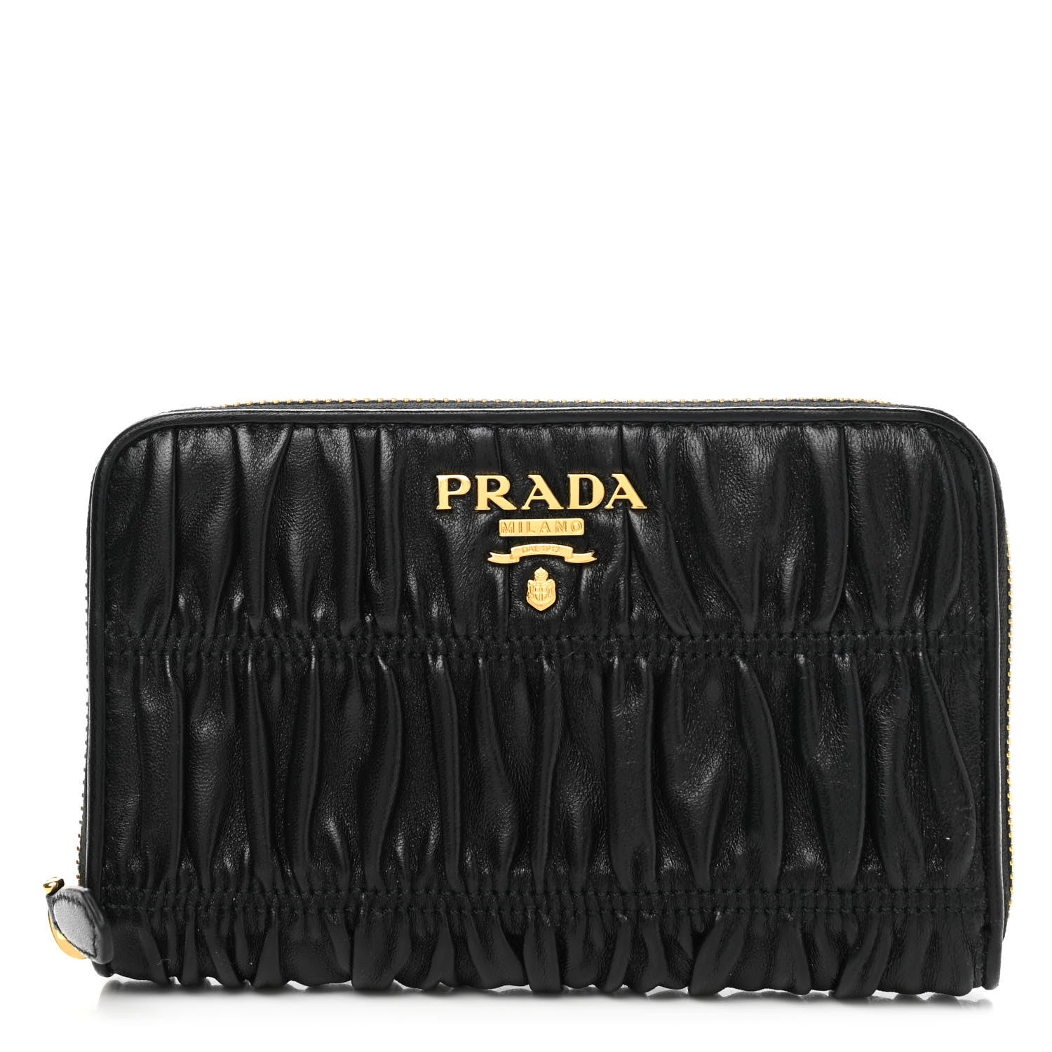Prada Nappa Gaufre Zip Around Wallet Black 1072160 – FASHIONPHILE
