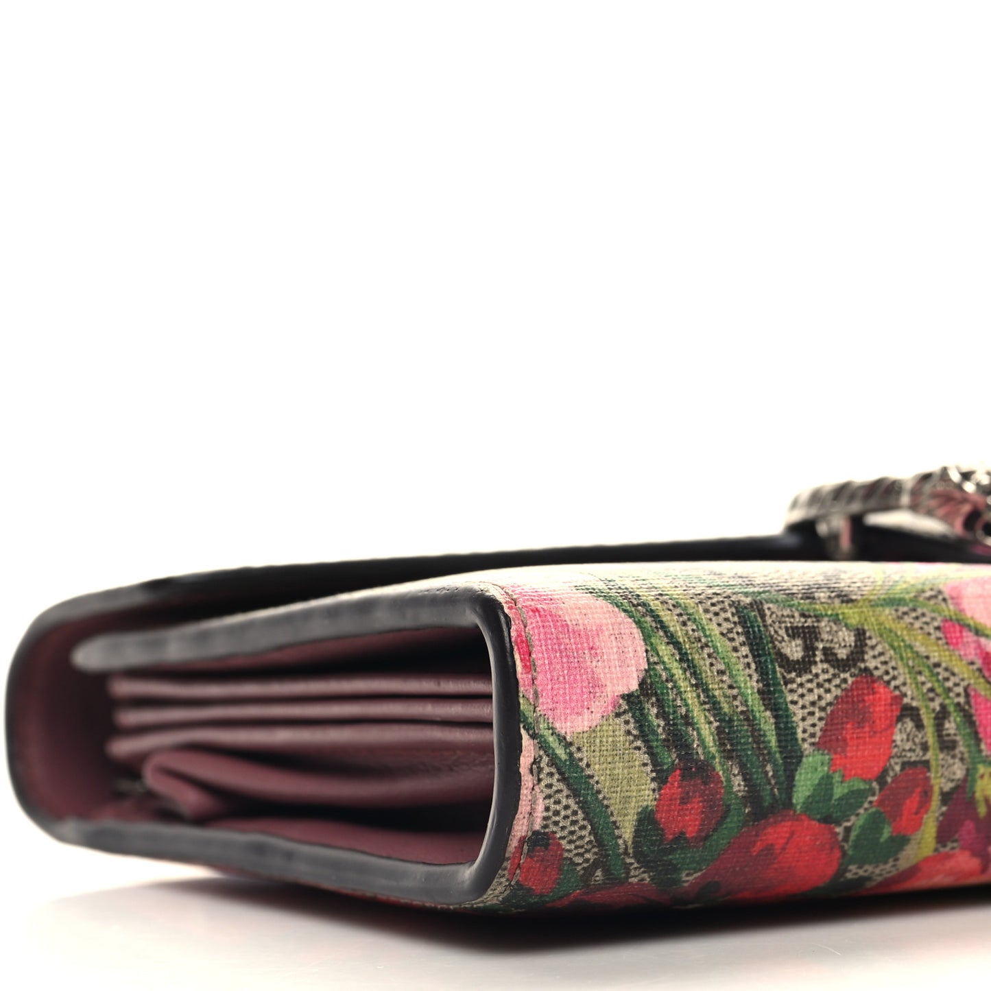 GG Supreme Monogram Blooms Mini Dionysus Chain Wallet Beige Multicolor Dry Rose
