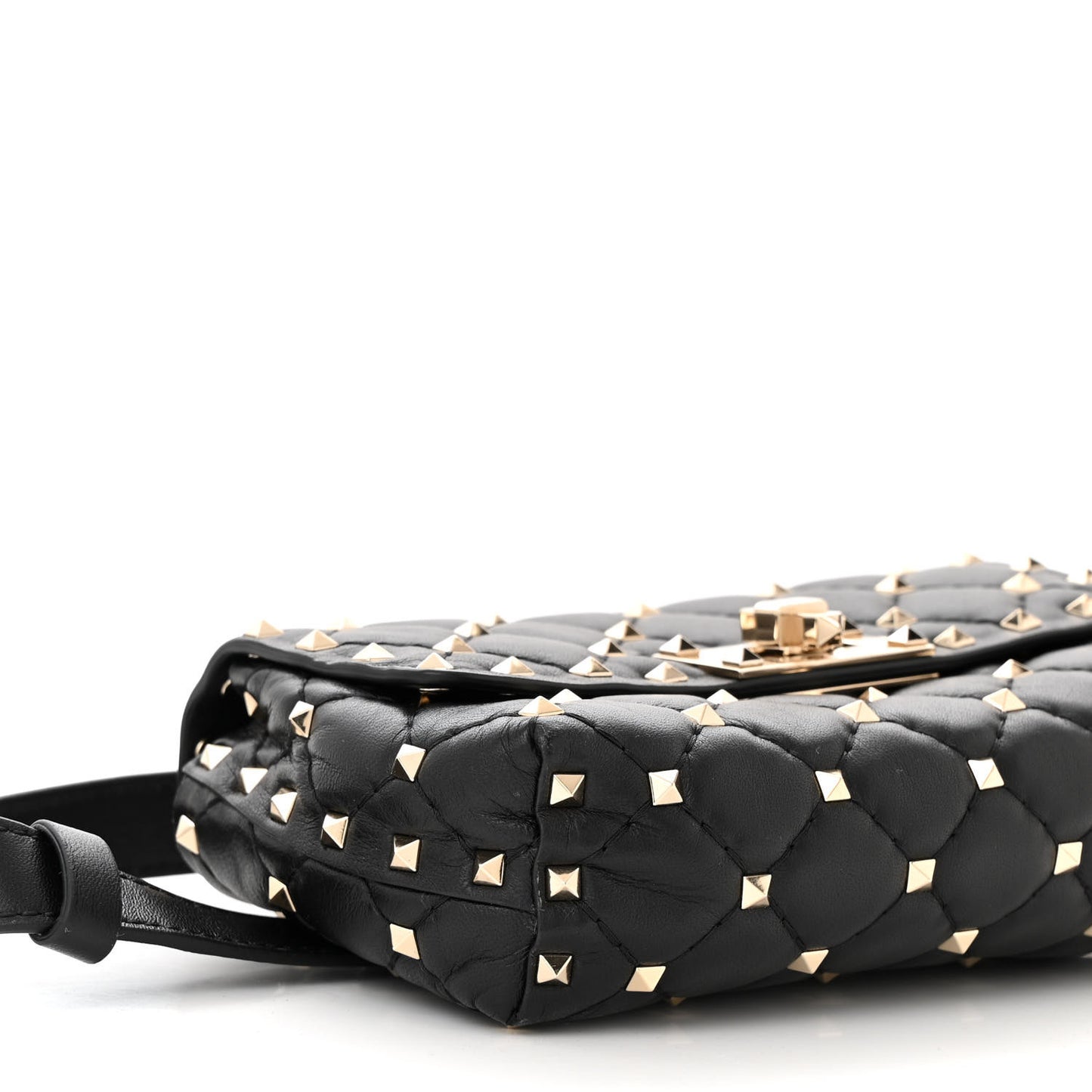 Lambskin Rockstud Spike Belt Bag 85 Black