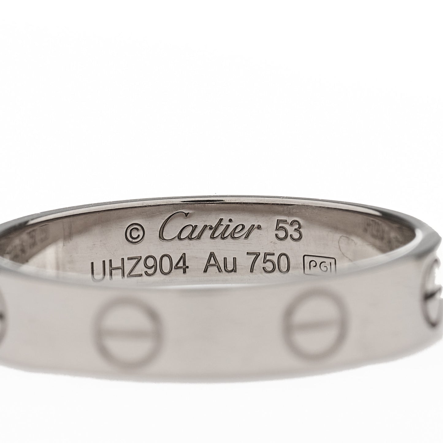 18K White Gold 3.5mm LOVE Wedding Band Ring 53 6.5