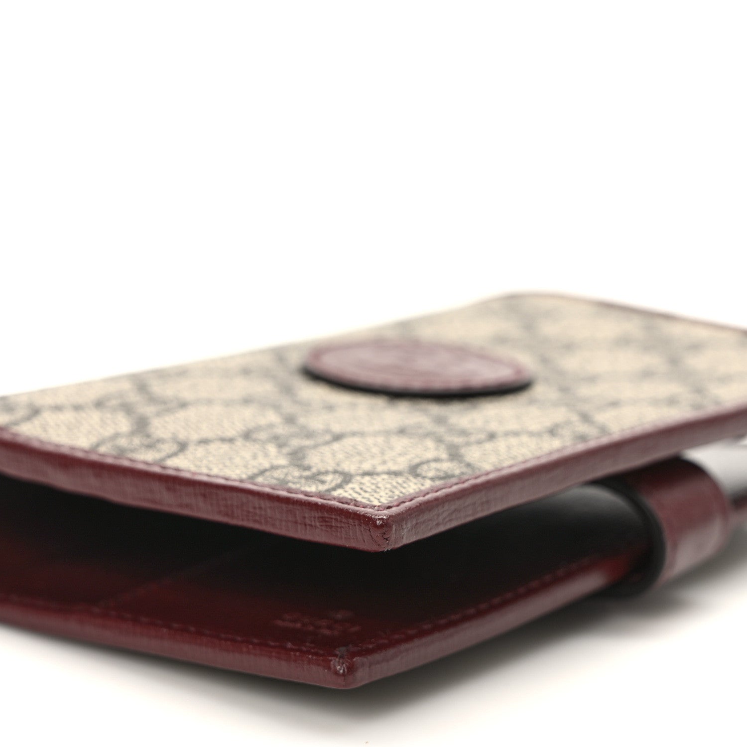 Gucci GG Supreme Monogram Azalea Calfskin Retro Interlocking G Passport Case Beige Red 6 of 7
