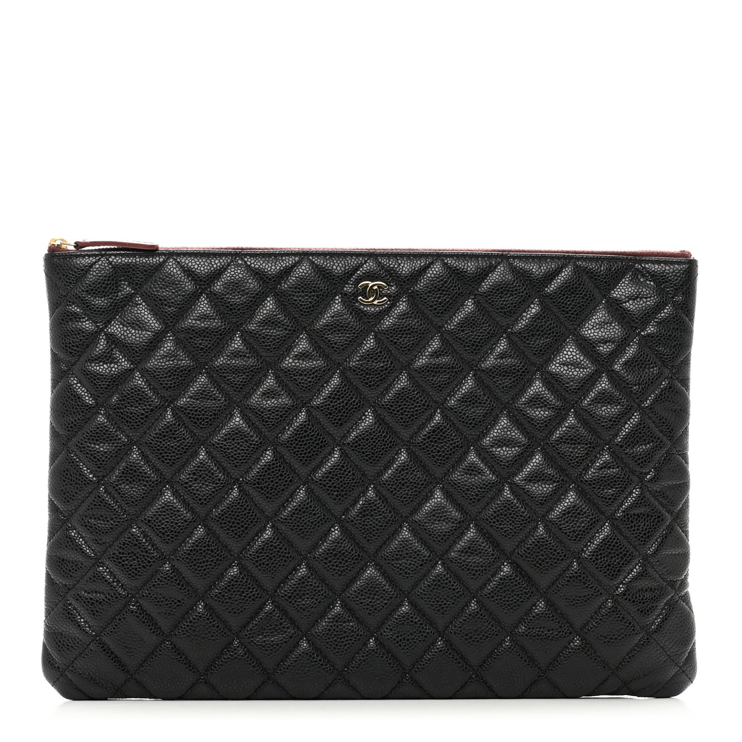 Caviar Quilted Large Cosmetic Case Black