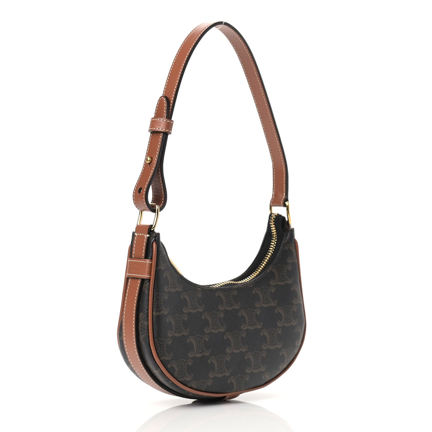 Canvas Calfskin Mini Ava Triomphe Shoulder Bag Tan