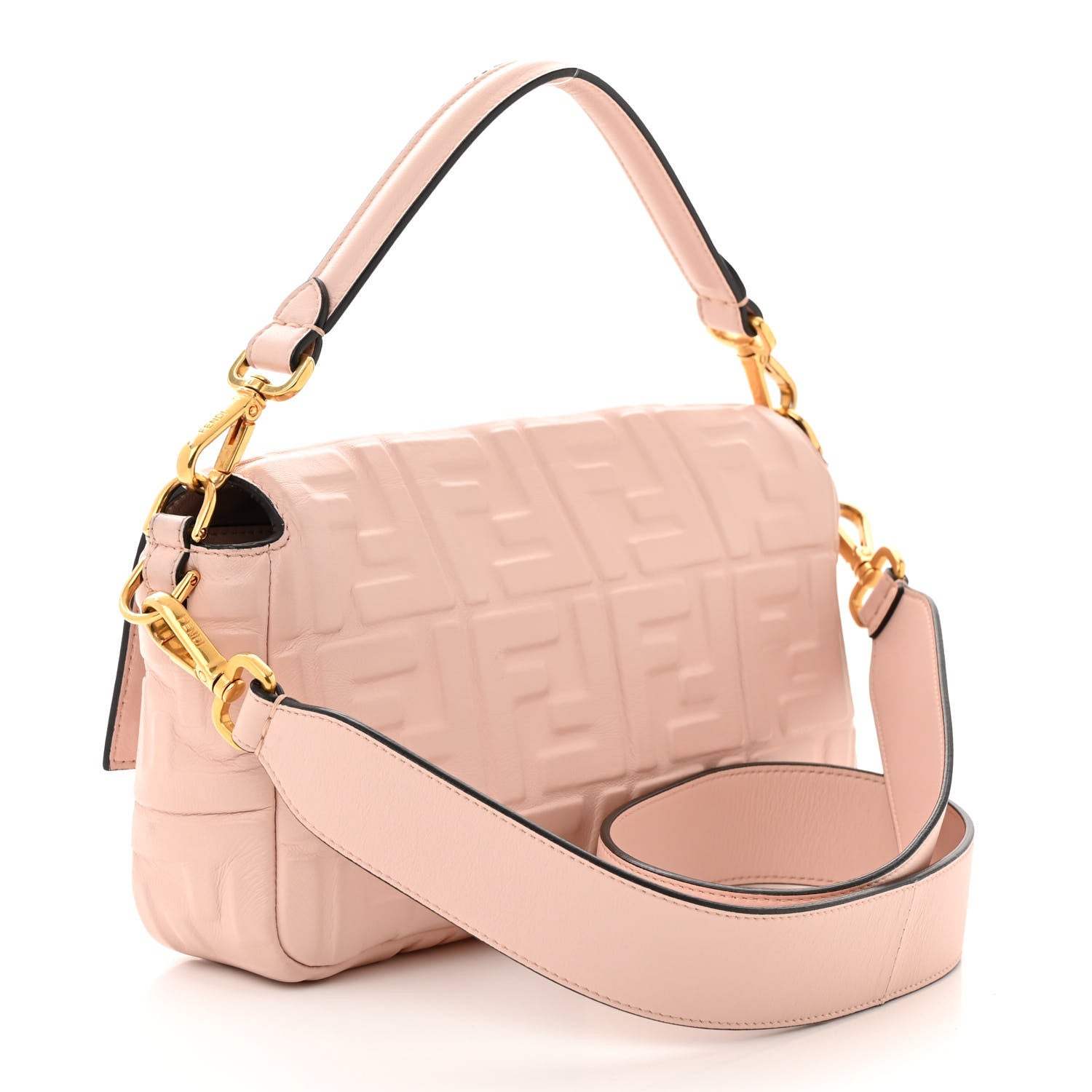 Fendi Nappa FF 1974 Embossed Baguette Rosa Quarzo 3 of 13