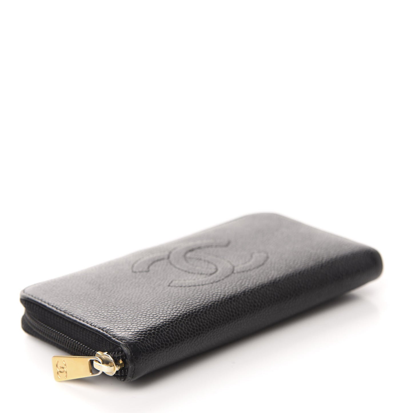 Caviar Large Timeless CC Zip Around Wallet Black