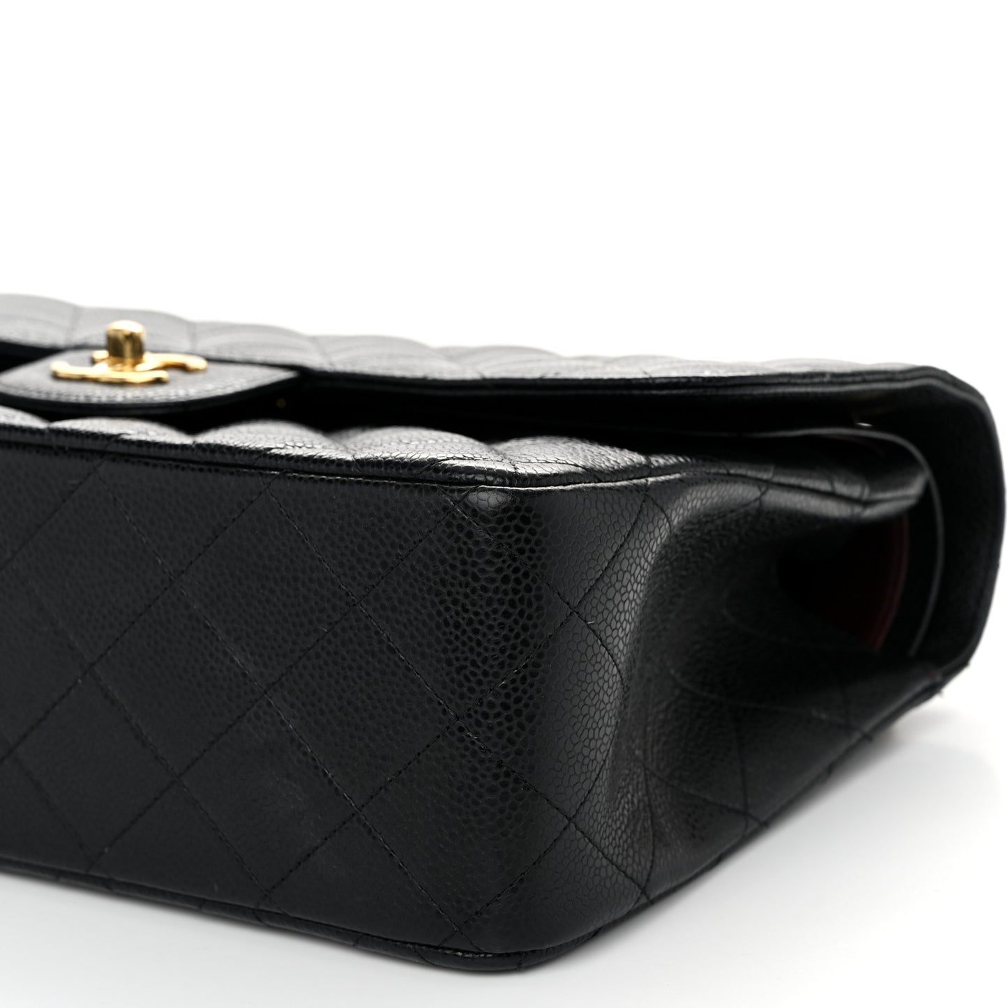 Caviar Quilted Jumbo Double Flap Black
