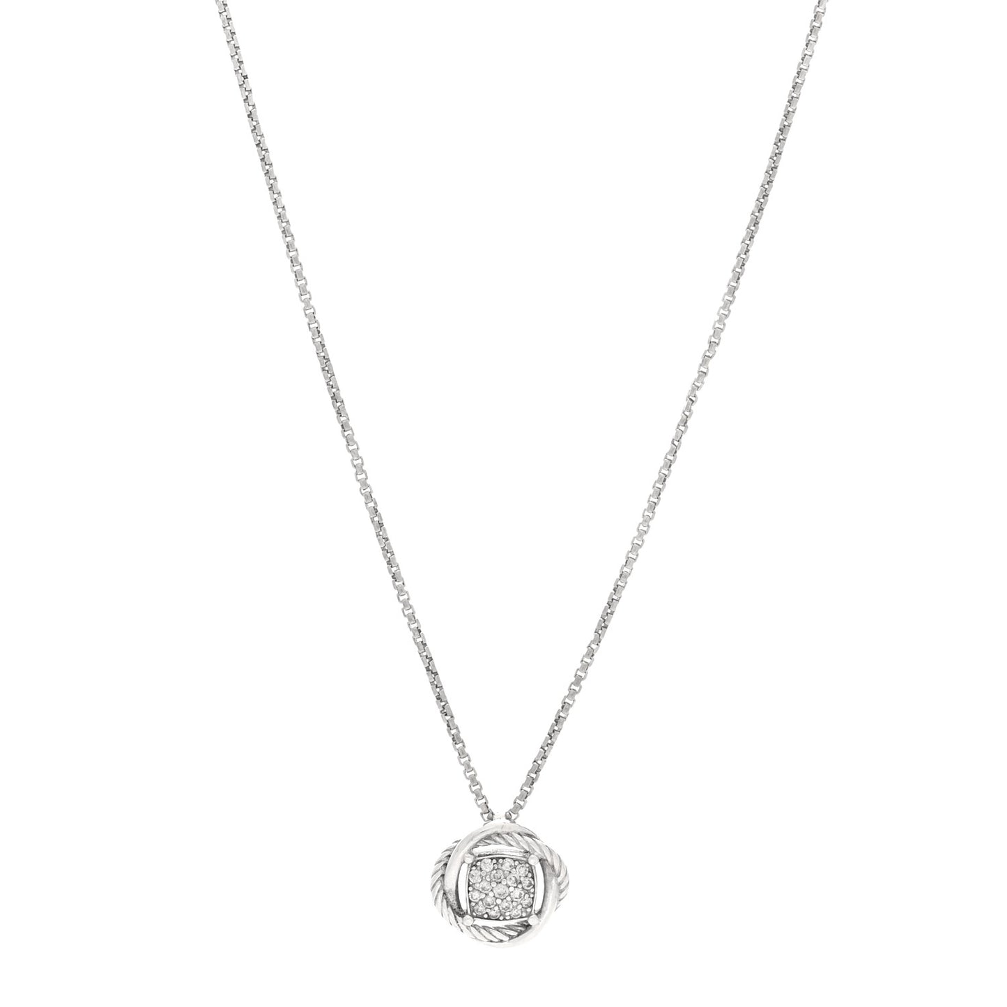 Sterling Silver Diamond 13mm Infinity Pendant Necklace