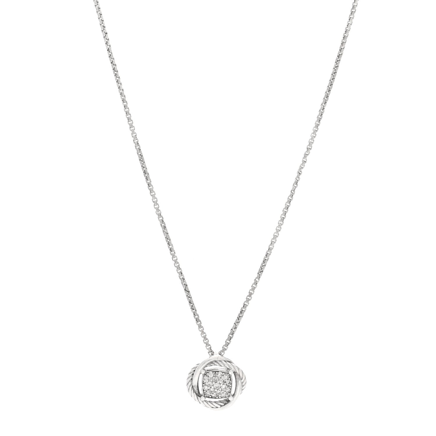 David Yurman Sterling Silver Diamond 13mm Infinity Pendant Necklace 1 of 4