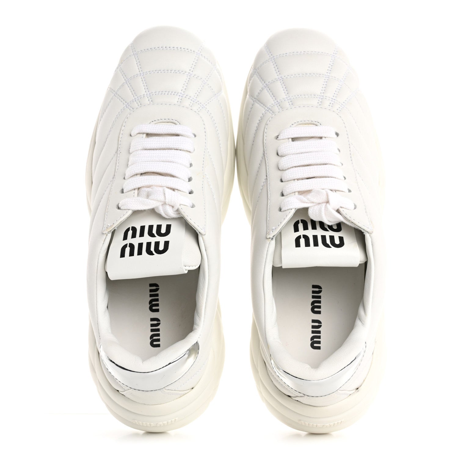 Miu Miu Nappa Quilted Sneakers 35 White 2 of 13