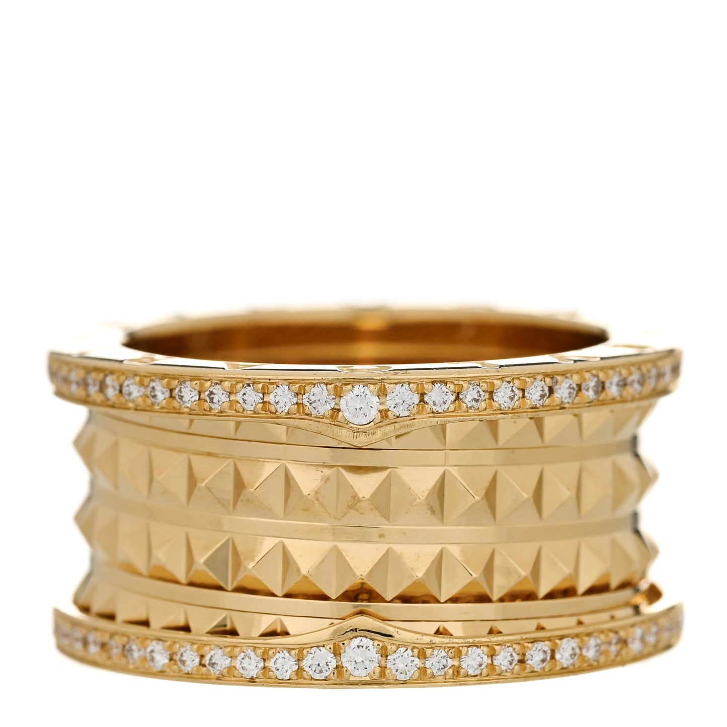 18K Yellow Gold Diamond B.Zero1 Rock Four-Band Pave Ring 59 8.75