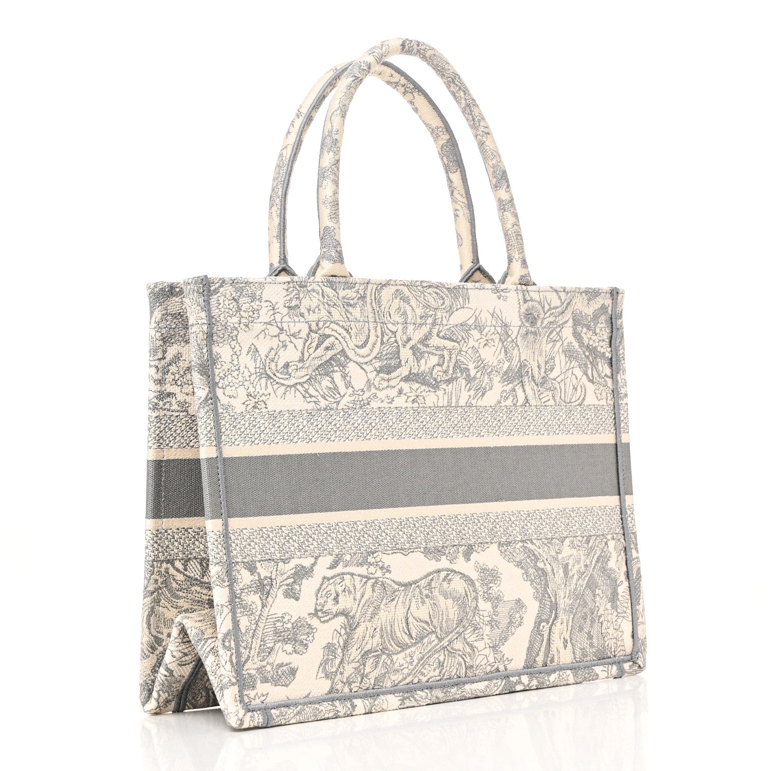 Christian Dior Canvas Embroidered Medium Dioriviera Toile De Jouy Book Tote Gray 3 of 10