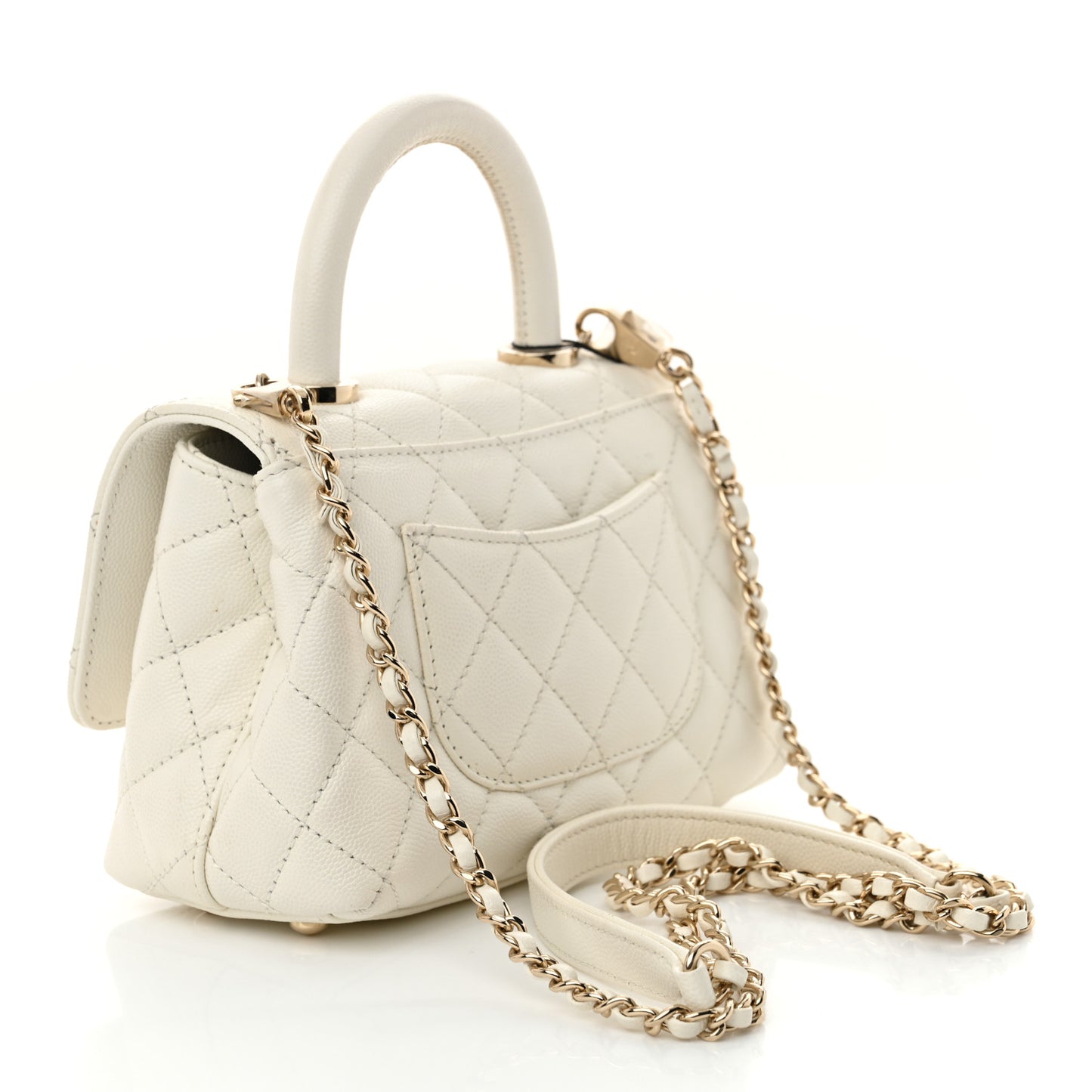 Caviar Quilted Extra Mini Coco Handle Flap White