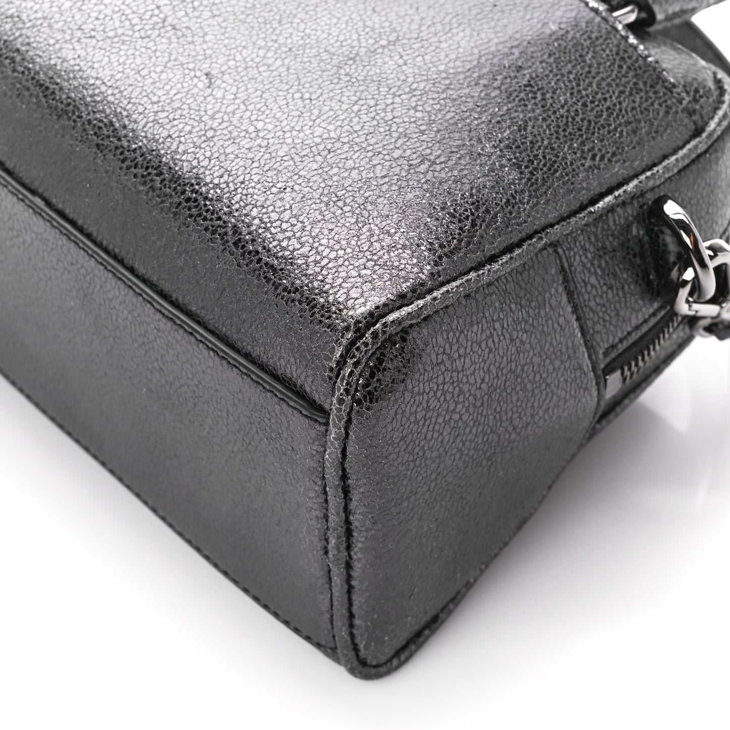 Metallic Calfksin Virtus Small Bowling Bag Grey