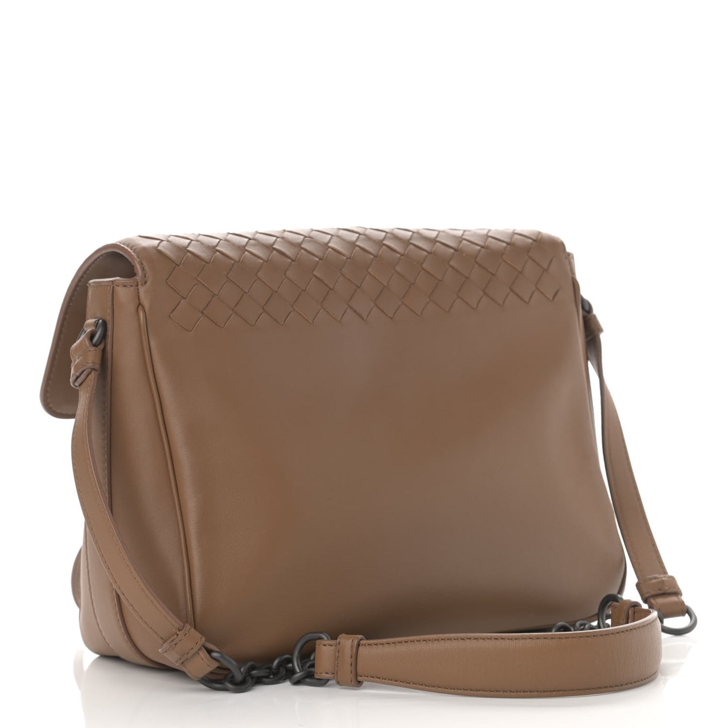 Nappa Small Intrecciato Saddle Crossbody Camel