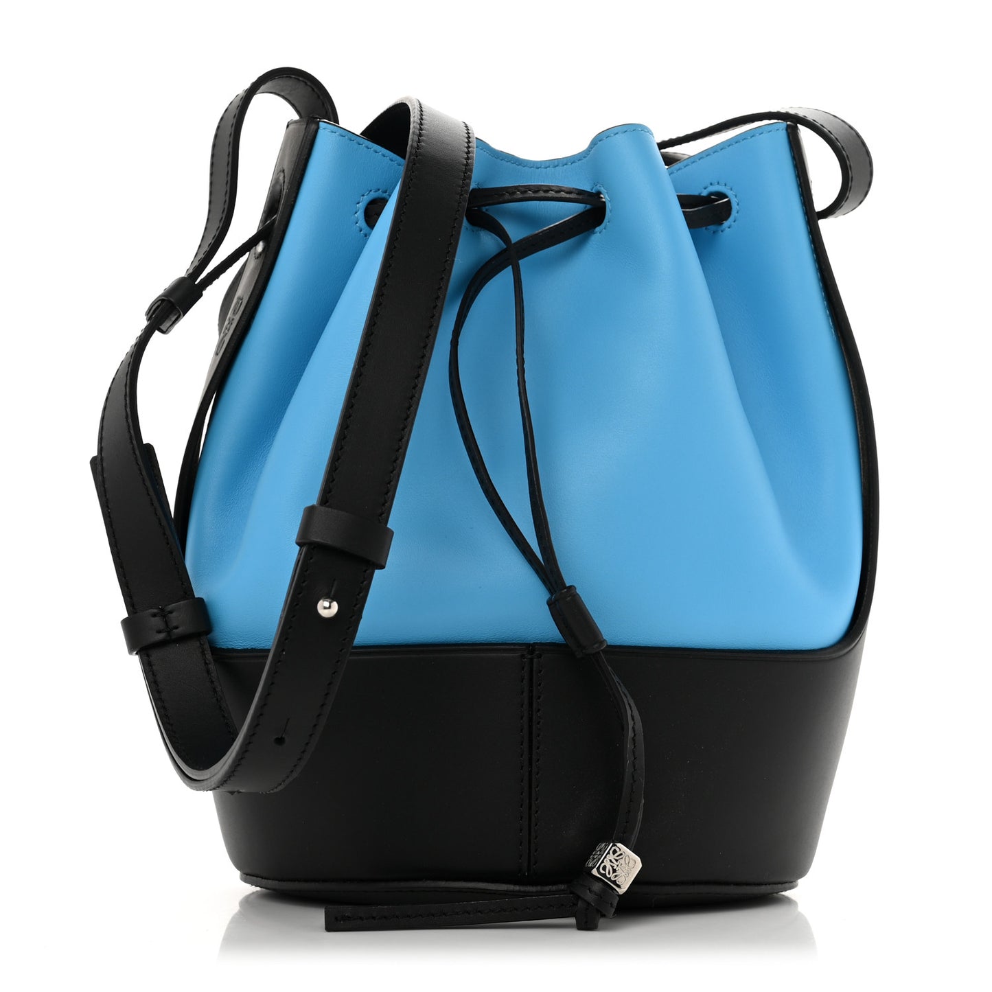 Calfskin Small Balloon Bucket Bag Topaz Black
