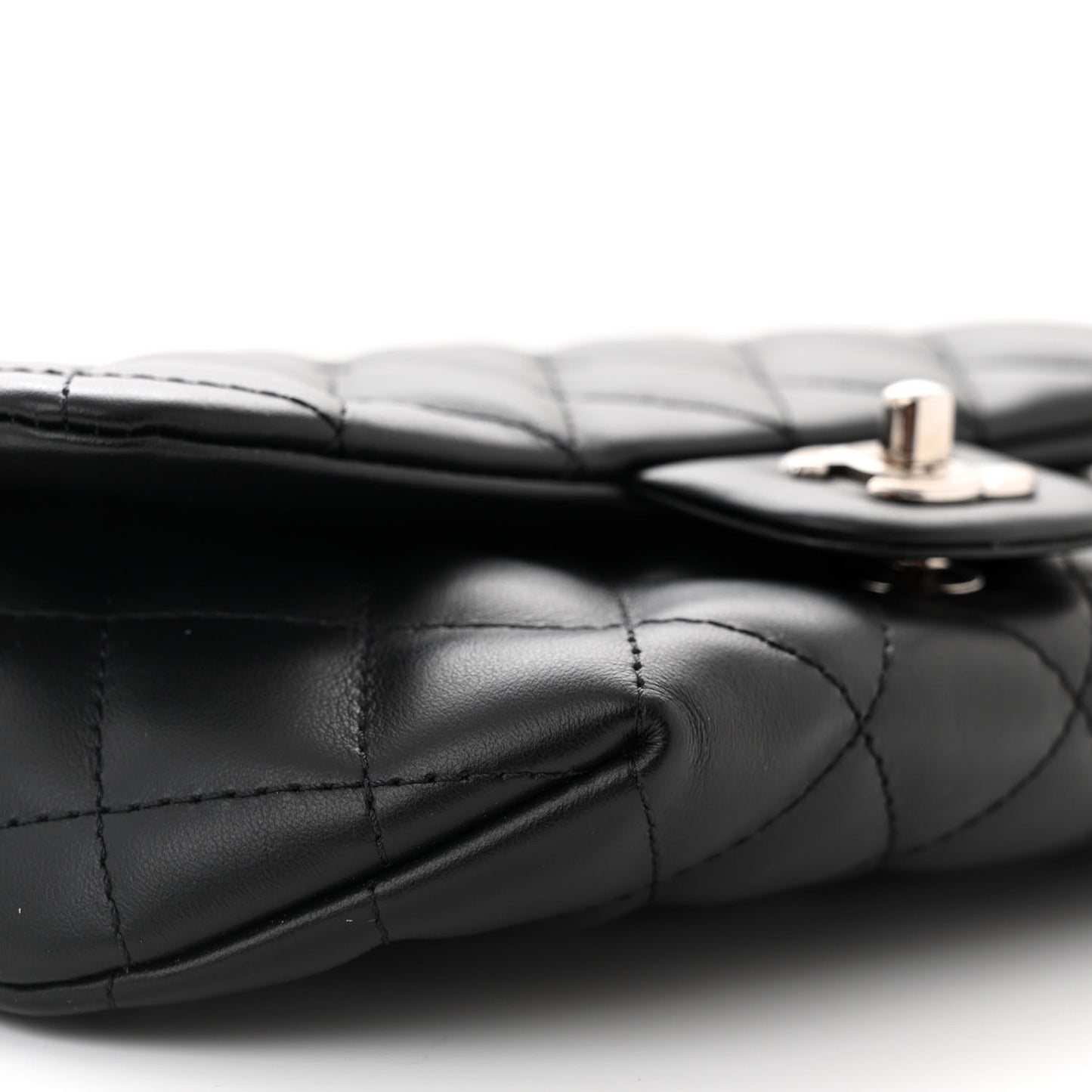 Calfskin Quilted CC Uniform Flap Belt Bag Black