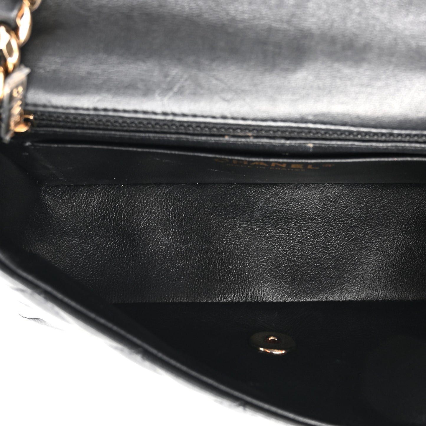 Lambskin Quilted Mini Coco Charms Rectangular Flap Black