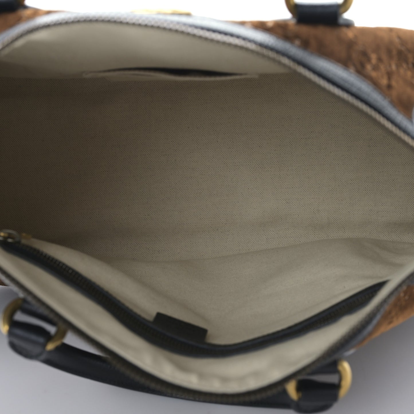Velvet GG Monogram Textured Calfskin Web Medium Duffle Bag Brown Black