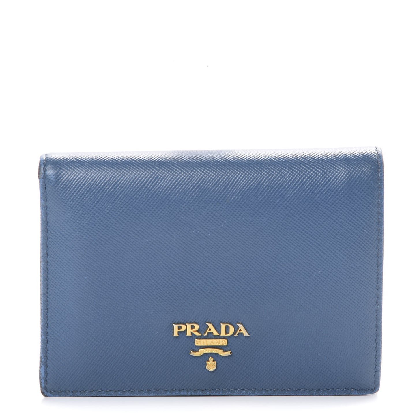 Saffiano Metal Compact Snap Bi-Fold Wallet Cobalto
