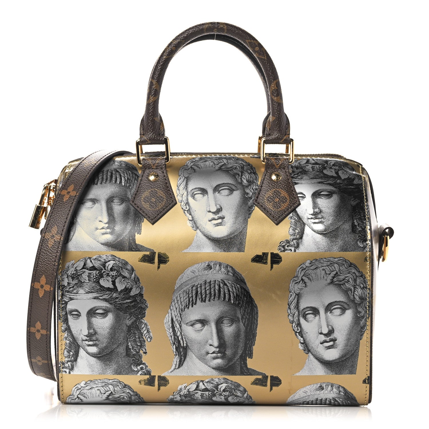 Louis Vuitton X FORNASETTI Calfskin Fornasetti Speedy Bandouliere 25 Gold 1 of 10