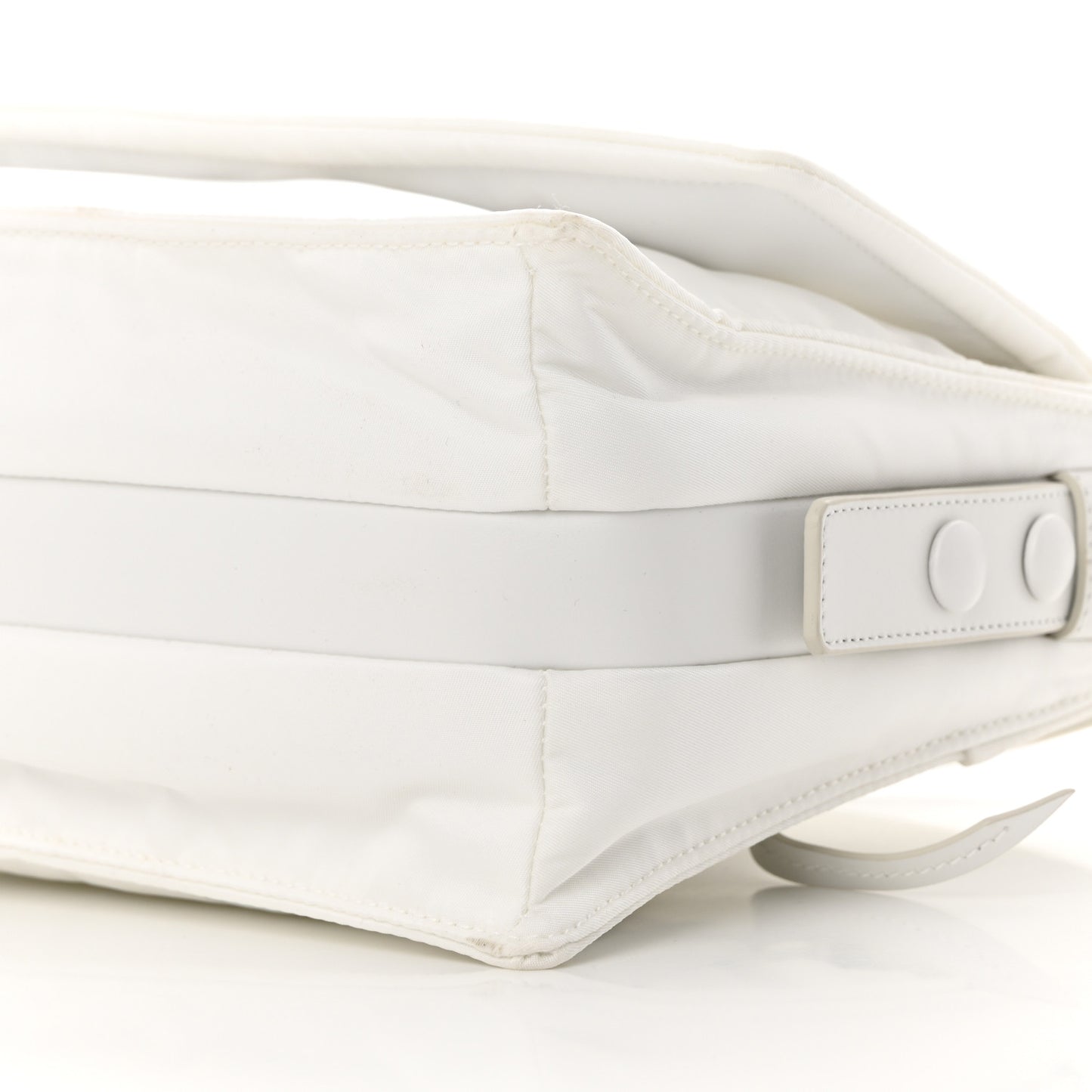 Re-Nylon Vitello Padded Small Flap Shoulder Bag White