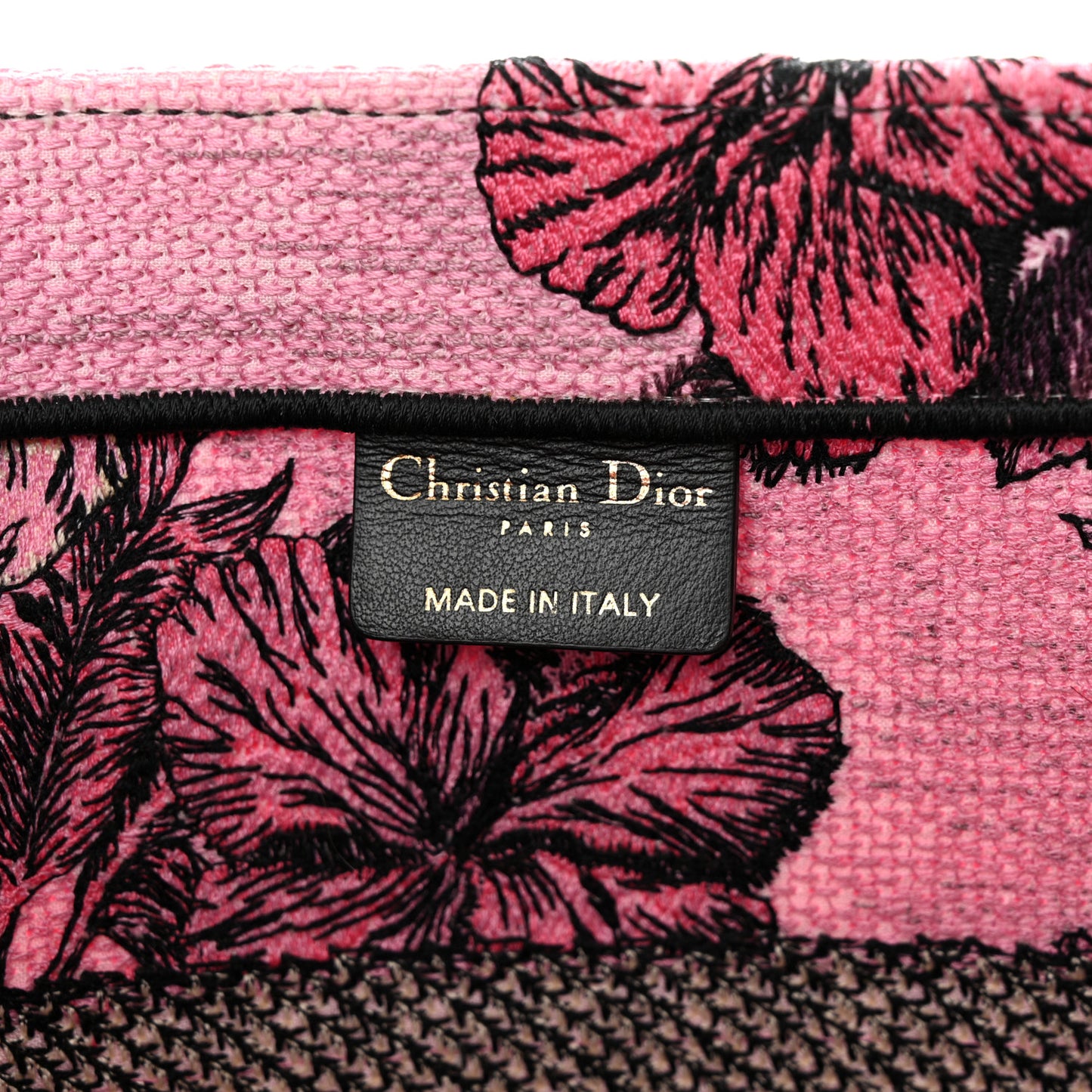 Canvas Embroidered Medium Toile de Jouy Voyage Book Tote Fuchsia Multicolor