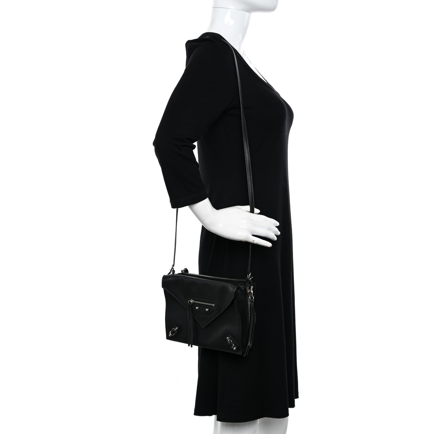Veau Papier Triple XS Zip Around Crossbody Black