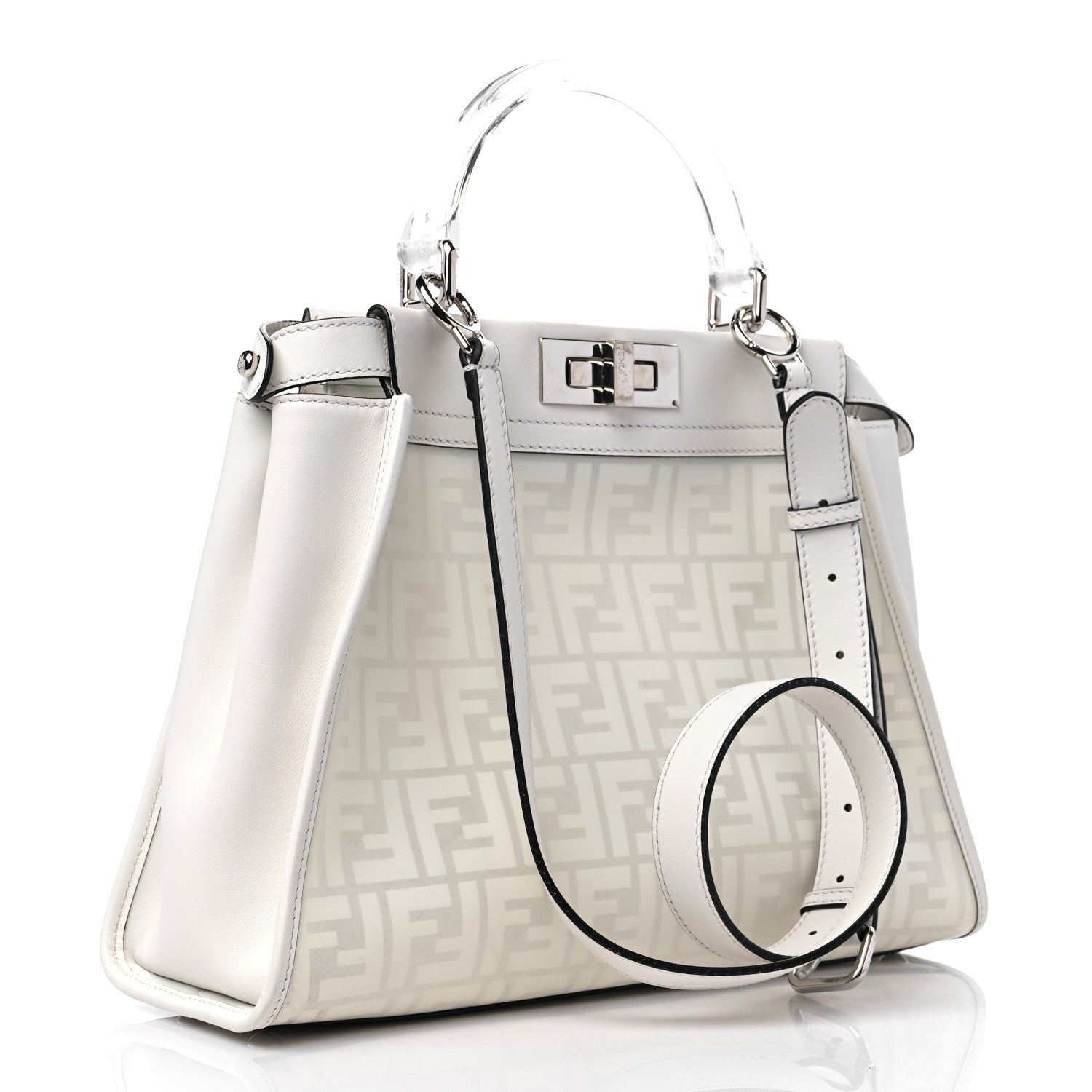 Fendi TPU FF Vitello Century Peekaboo Satchel White 3 of 13