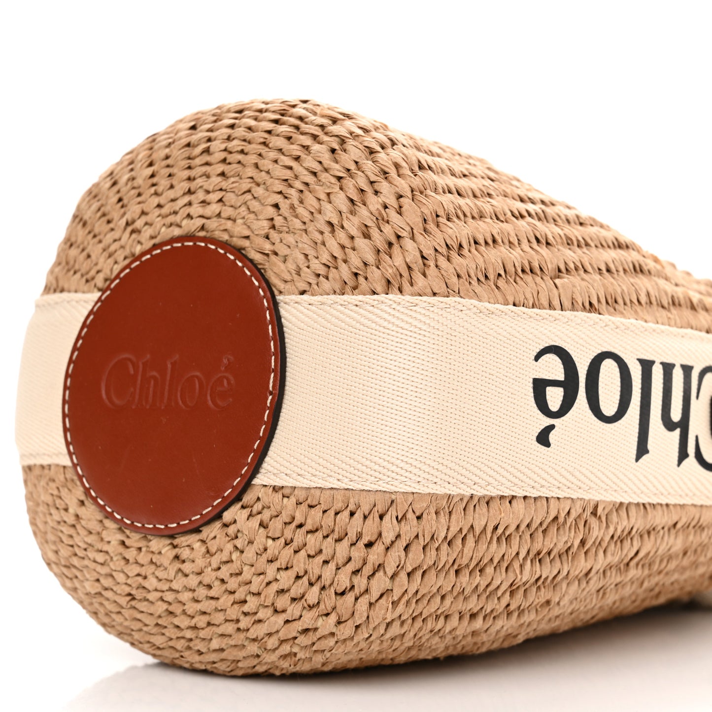 Raffia Calfskin Small Woody Basket Bag Brown