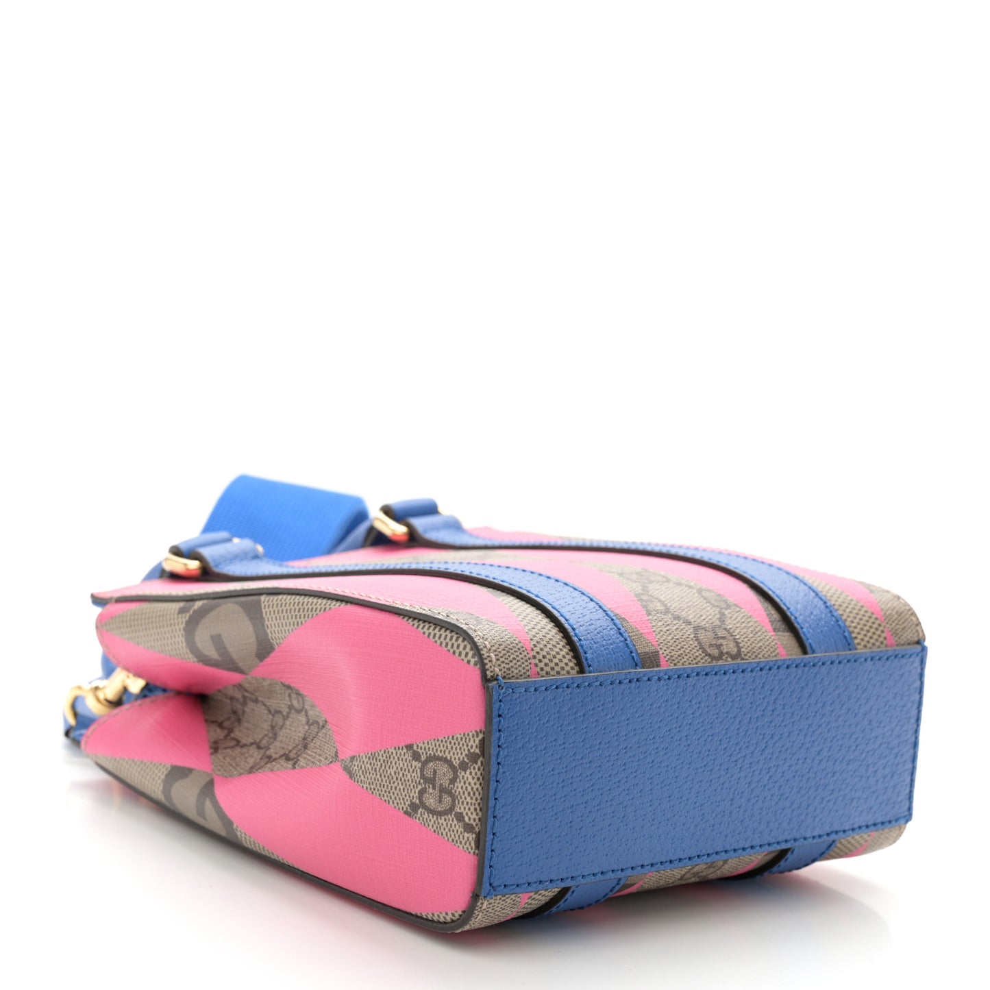 GG Supreme Monogram Textured Dollar Calfskin Rhombus Mini Tote Bag Beige Ebony Pink Blue