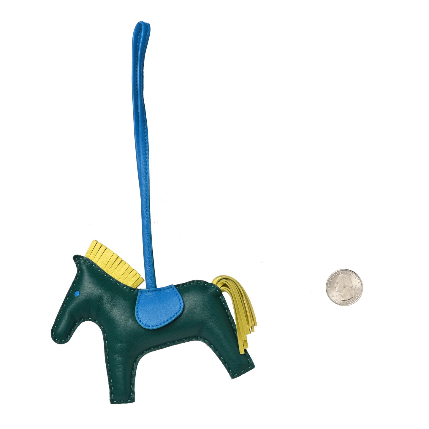 Milo Lambskin Grigri Rodeo Horse Bag Charm MM Malachite Bleu Zanzibar Lime