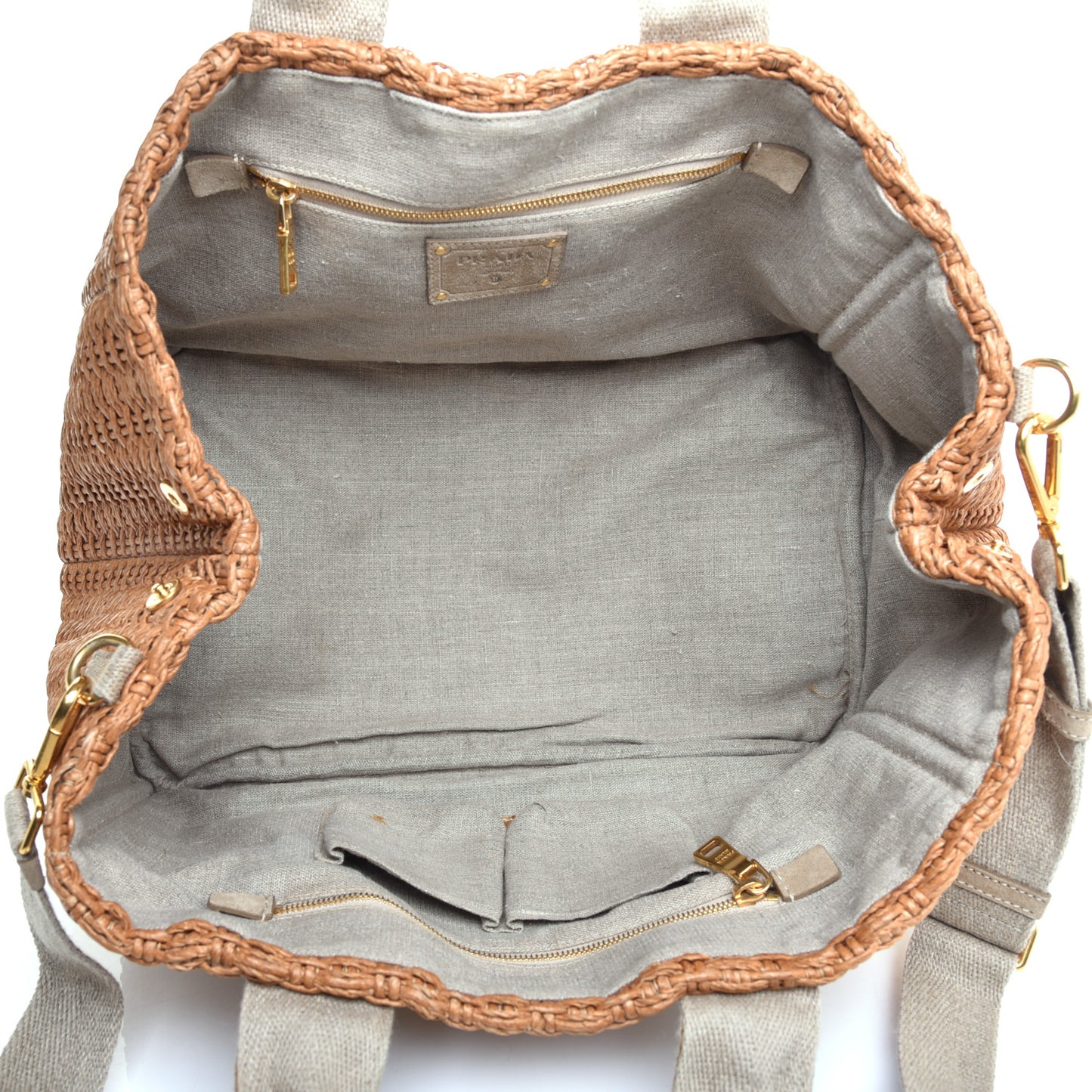Raffia Canvas Mistolino Tote Miele