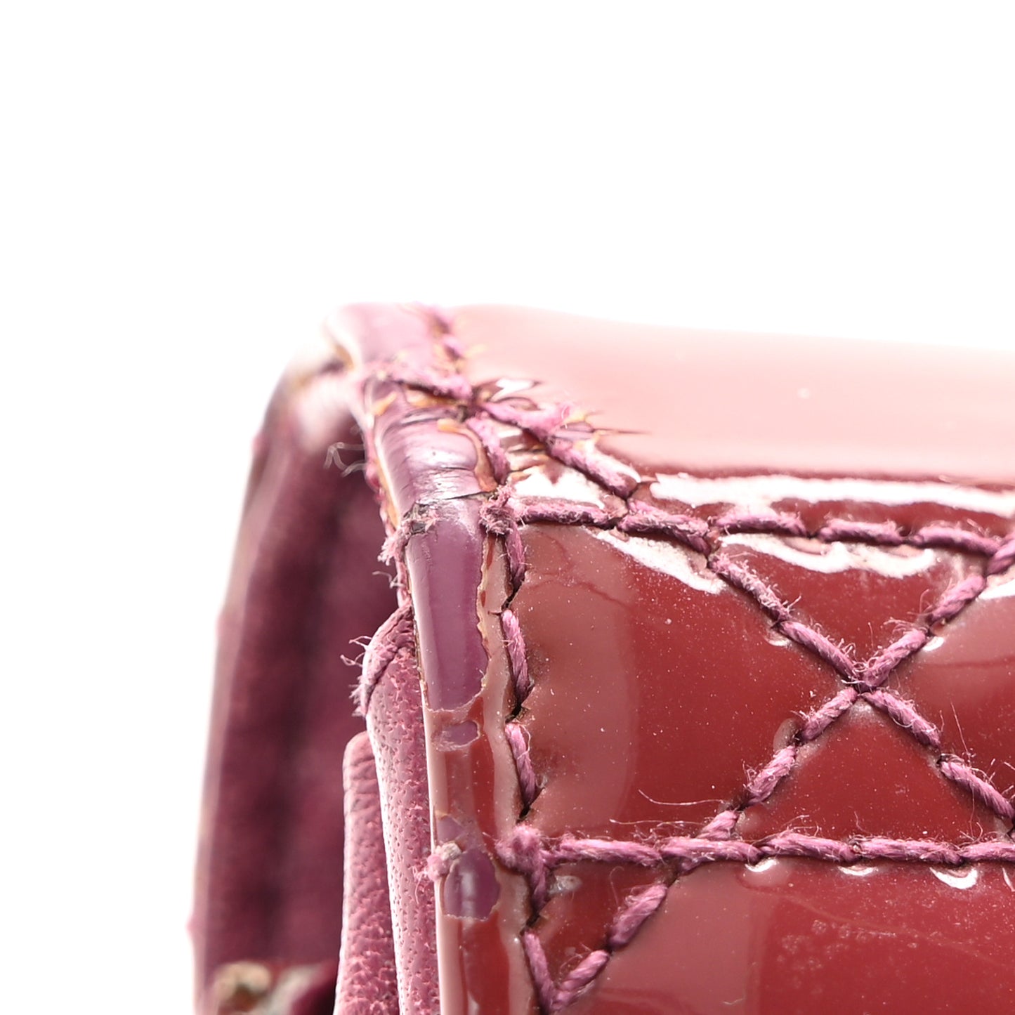 Patent Cannage Lady Dior Rendezvous Wallet On Chain Fuchsia