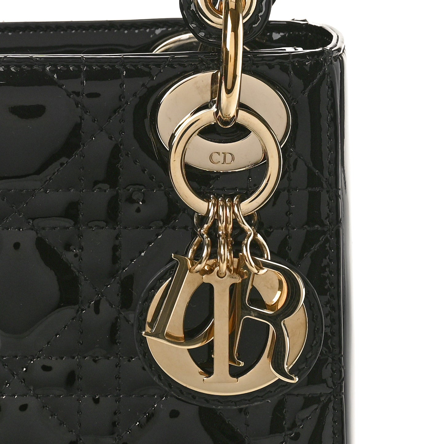 Patent Cannage Mini Lady Dior Black
