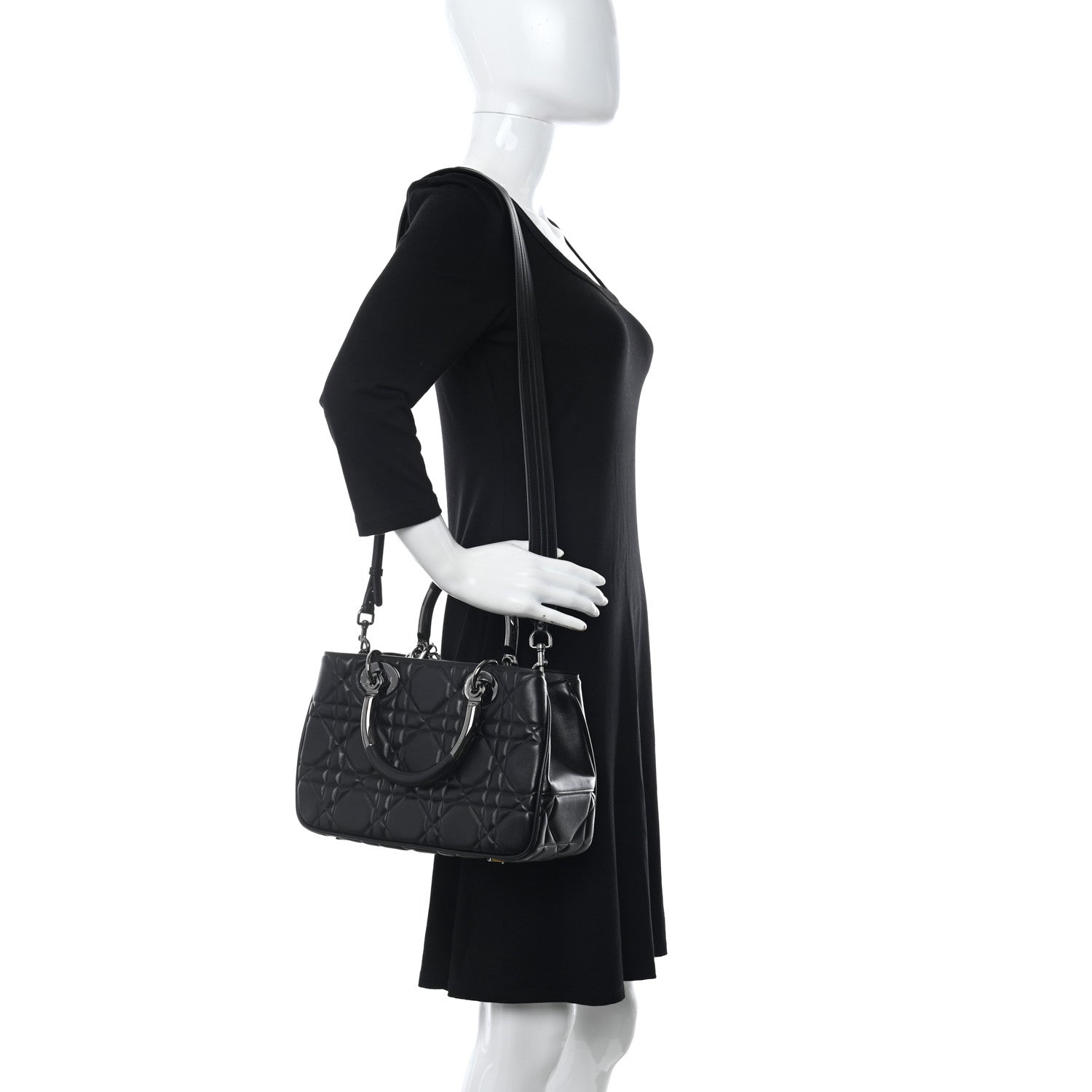 Christian Dior Calfskin Cannage Medium The Lady 95.22 Black 2 of 11