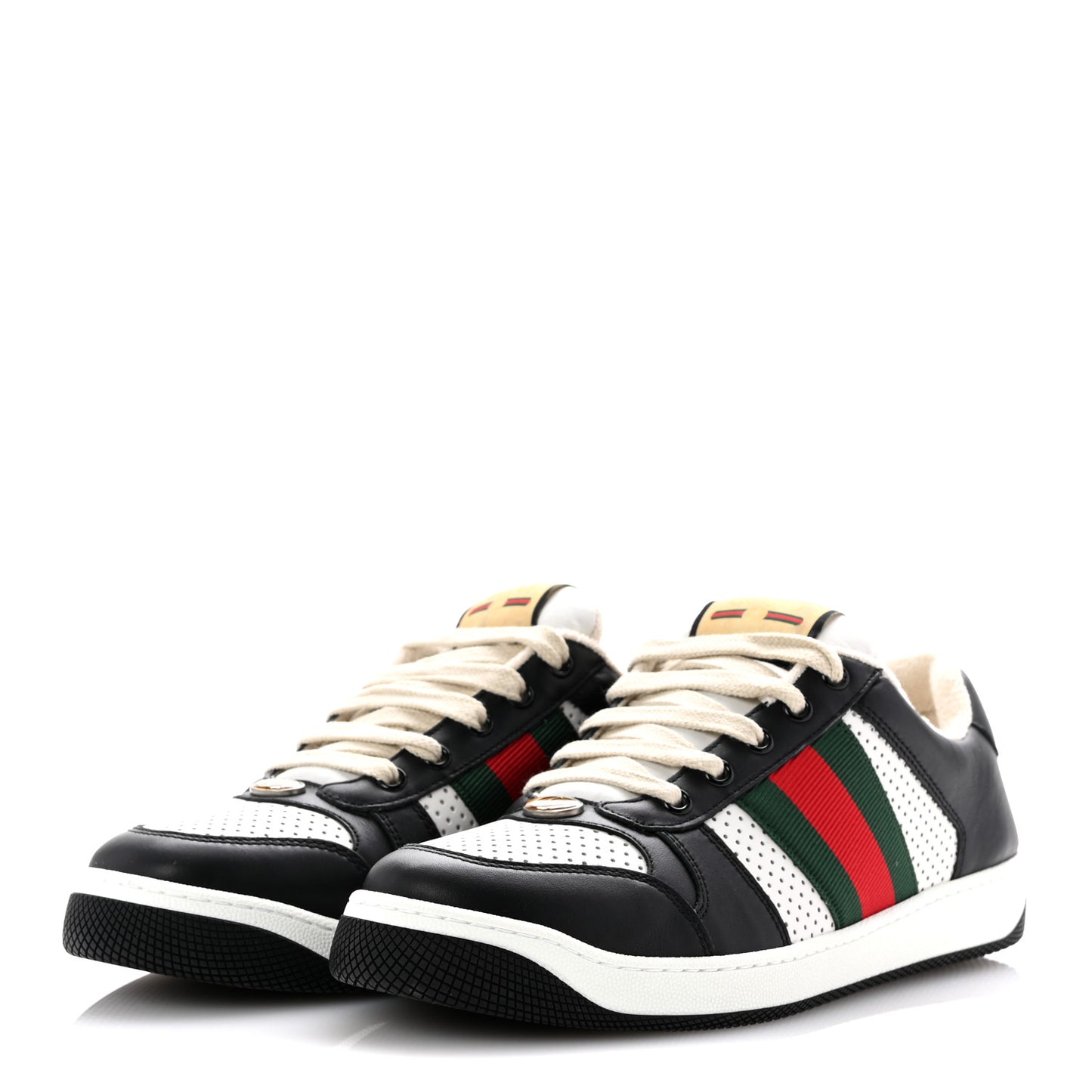 Calfskin Web Mens Screener Sneakers 7.5 Black White