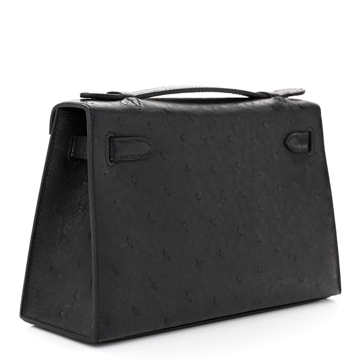 Ostrich Kelly Pochette Black