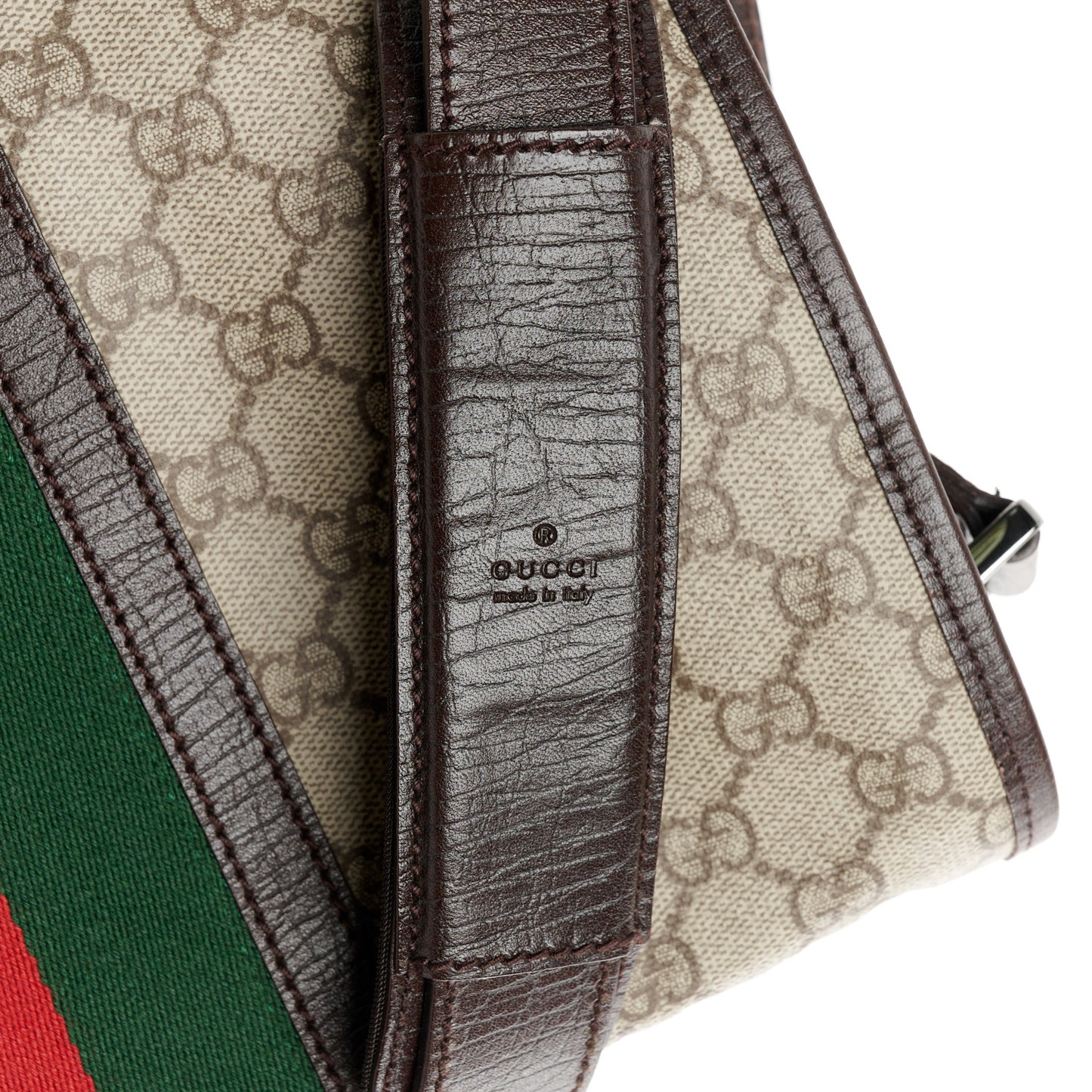 GG Plus Monogram Web Large Flap Messenger Bag Beige Dark Brown