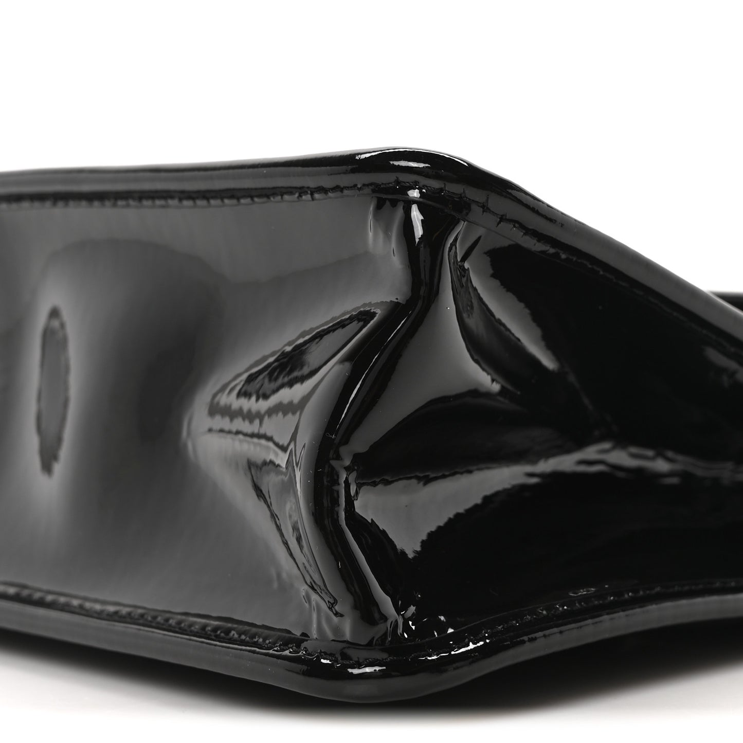 Patent Quilted Graphic Catch Flap Black