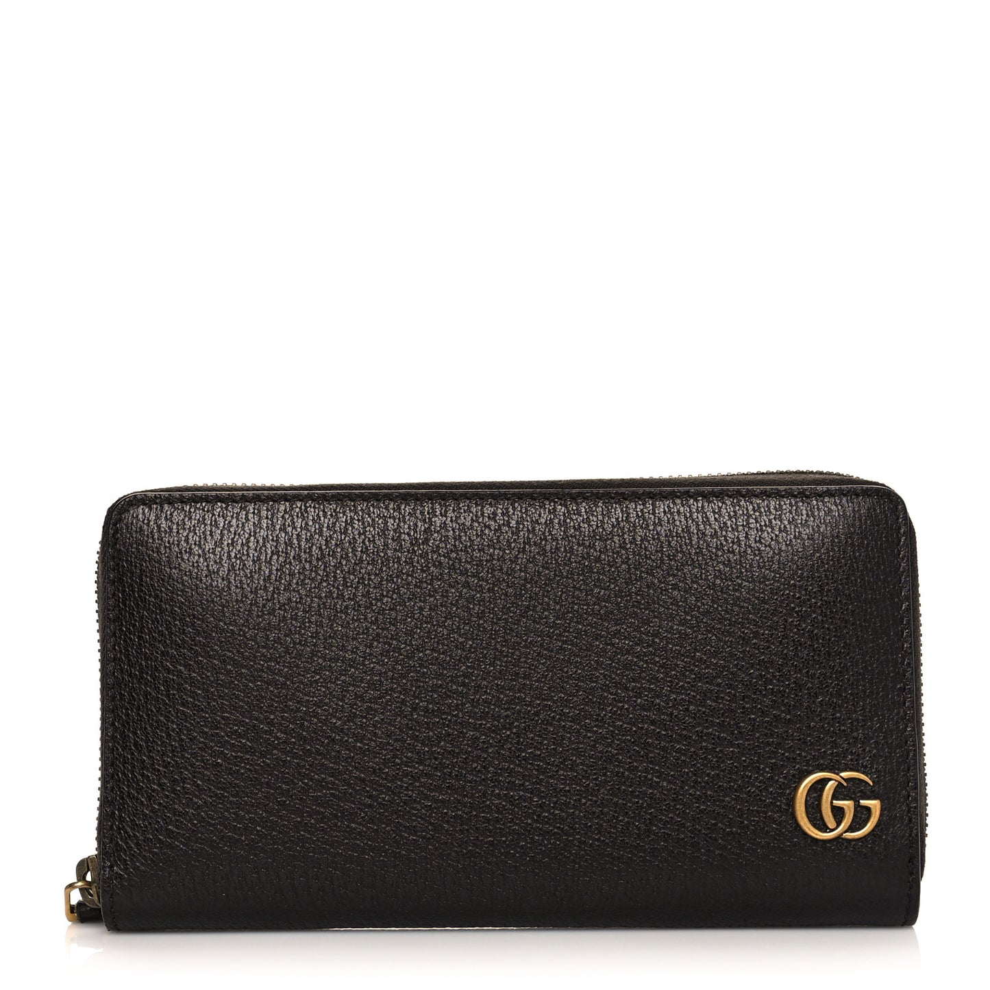 Dollar Calfskin Boar Effect GG Marmont Zip Around Wallet Dark Cocoa