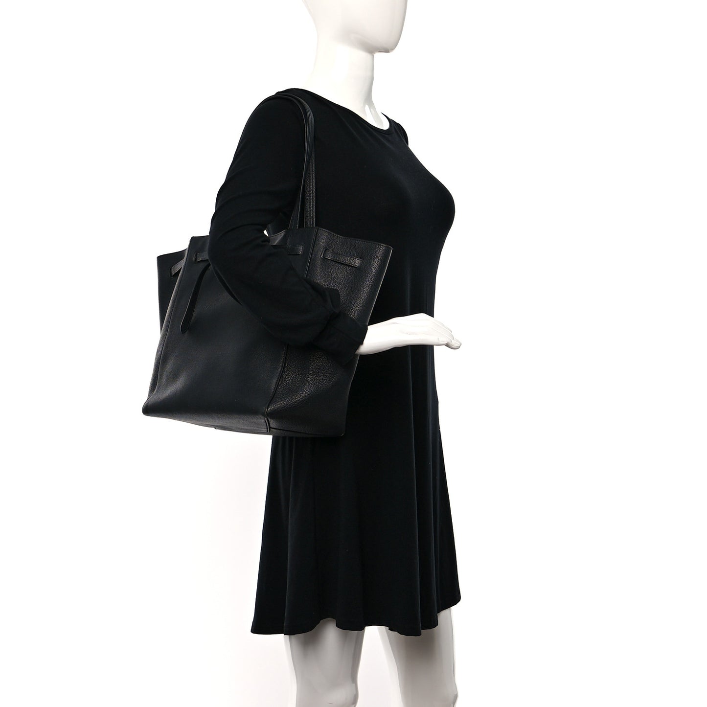 Soft Grained Calfskin Small Belt Cabas Phantom Black