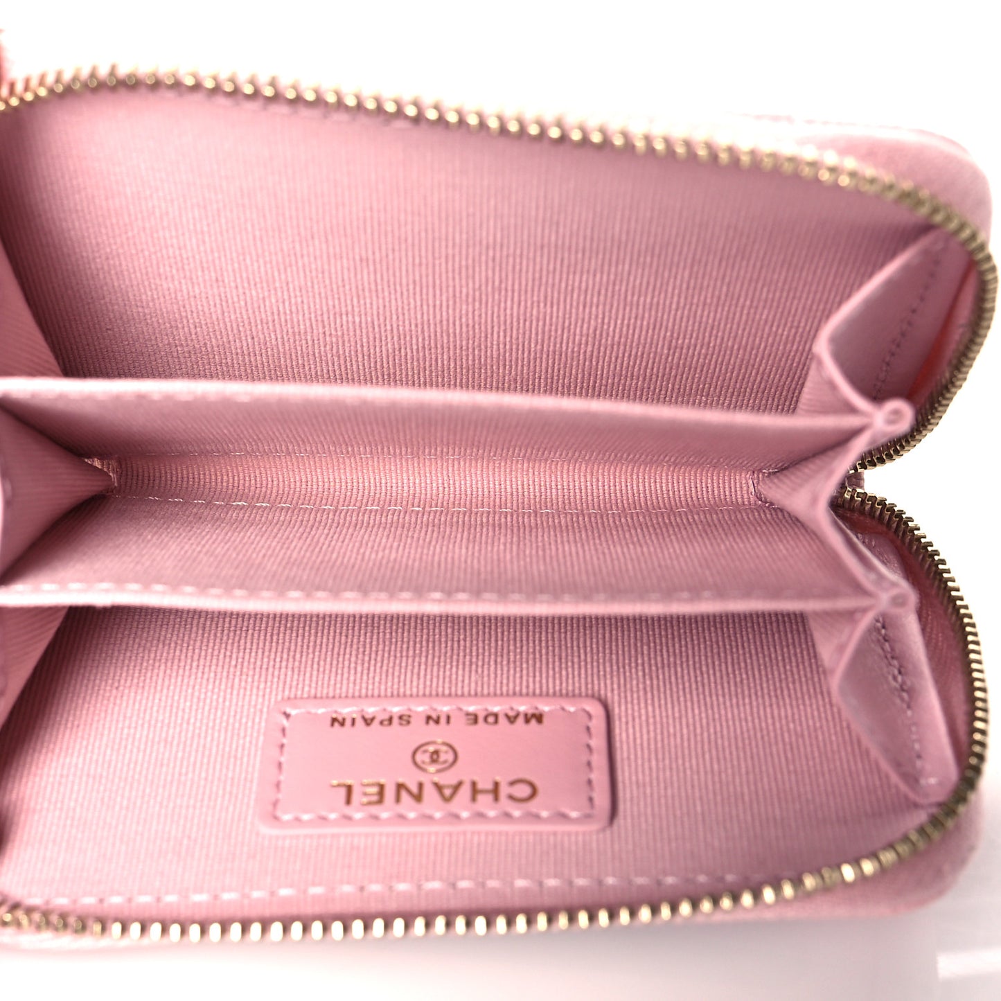 Caviar Quilted Zip Coin Purse Light Pink