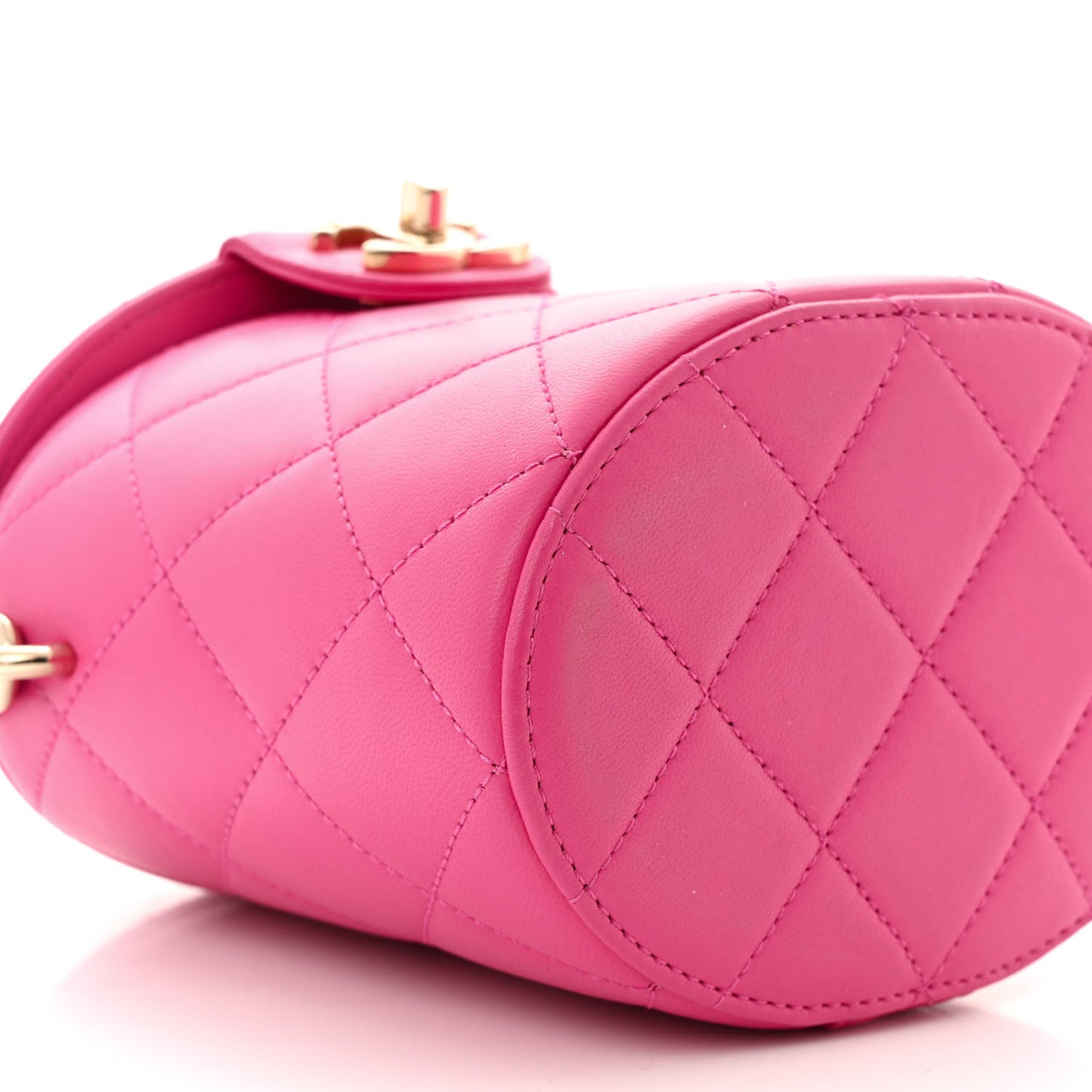 Lambskin Resin Elegant Chain Vanity Case Dark Pink