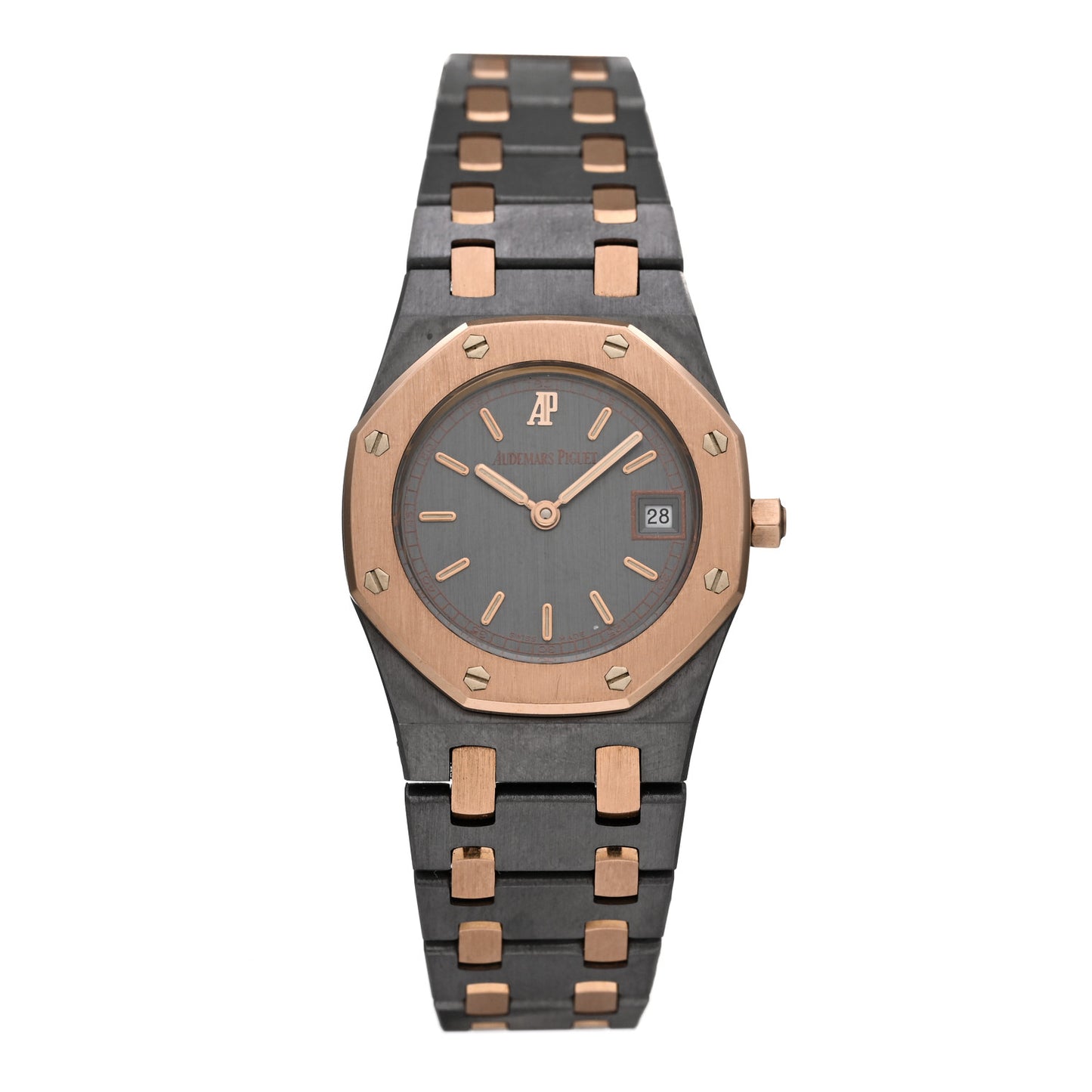 Tantalum 18K Rose Gold 25mm Royal Oak Quartz Watch Grey 66270TR