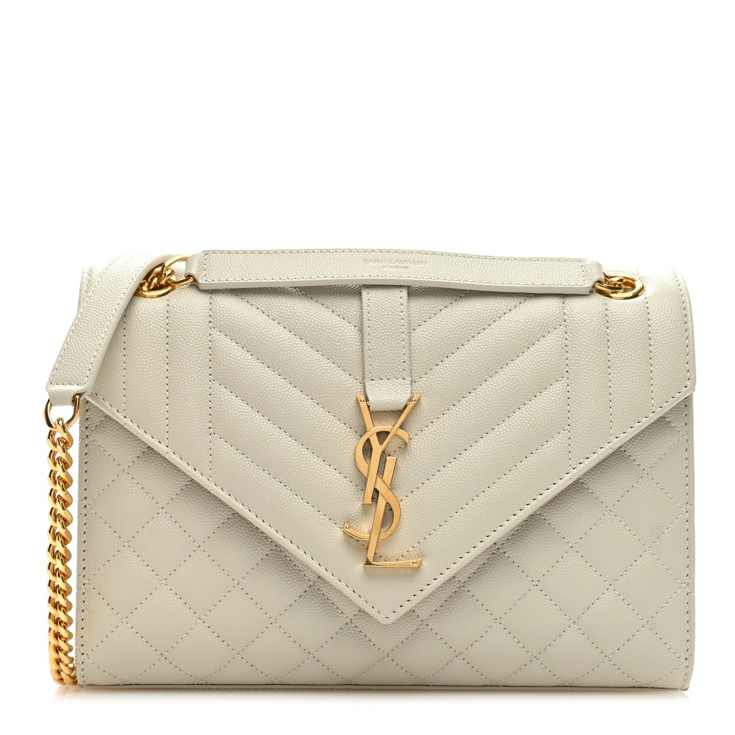 Grain De Poudre Textured Mixed Matelasse Medium Triquilt Monogram Satchel Crema Soft