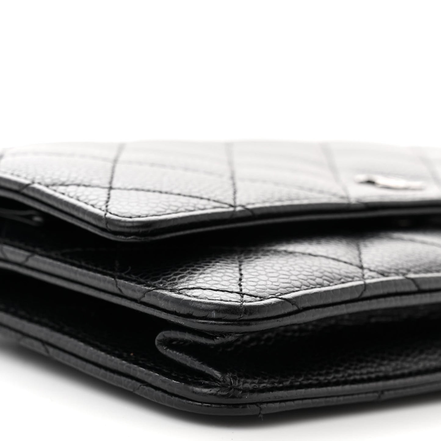 Caviar Quilted Wallet on Chain WOC Black