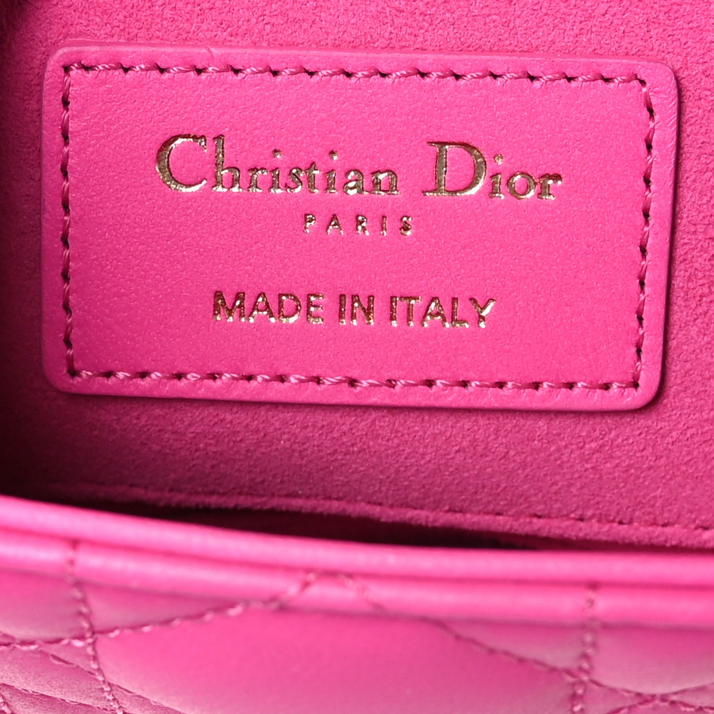 Lambskin Cannage Small Lady D-Joy Fuchsia