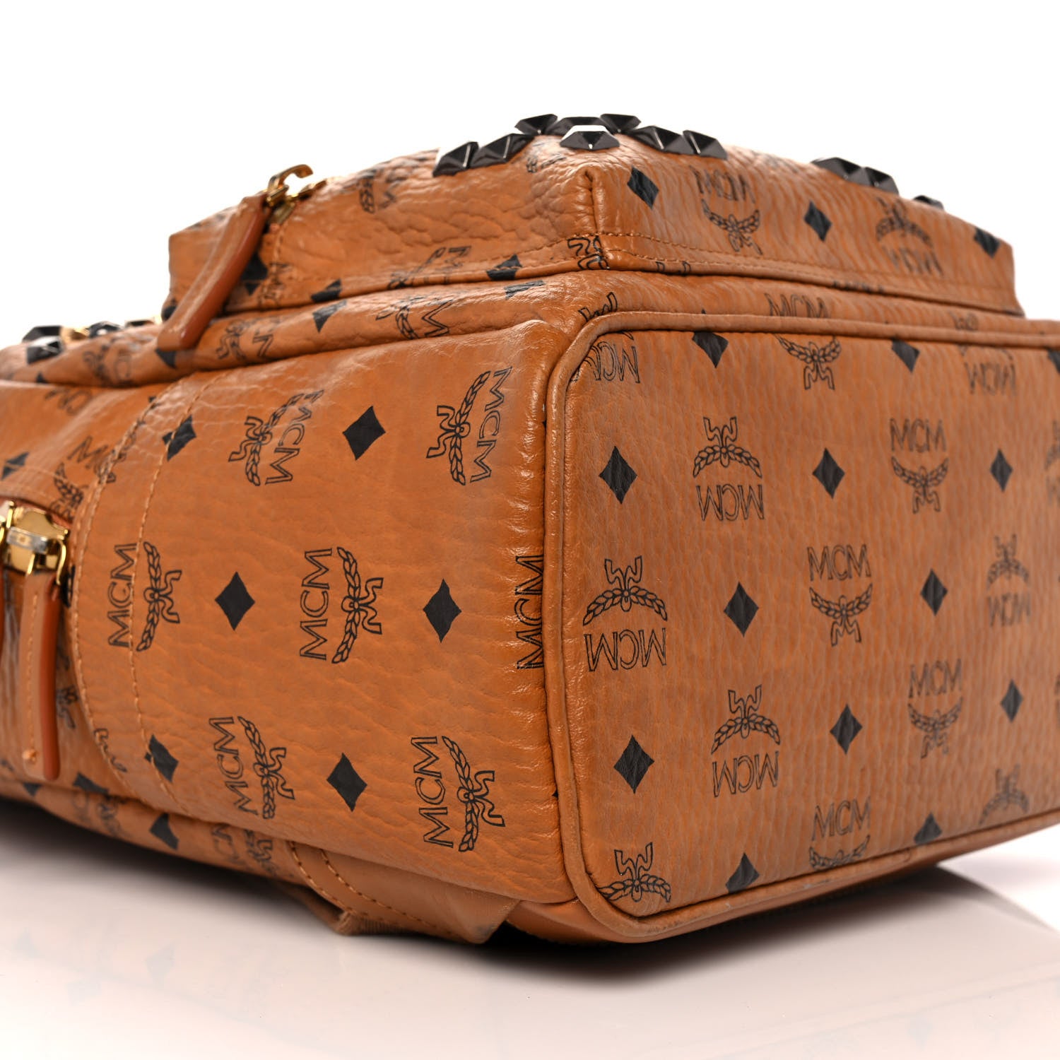 MCM Visetos Studded Small Stark M Backpack Cognac 8 of 9