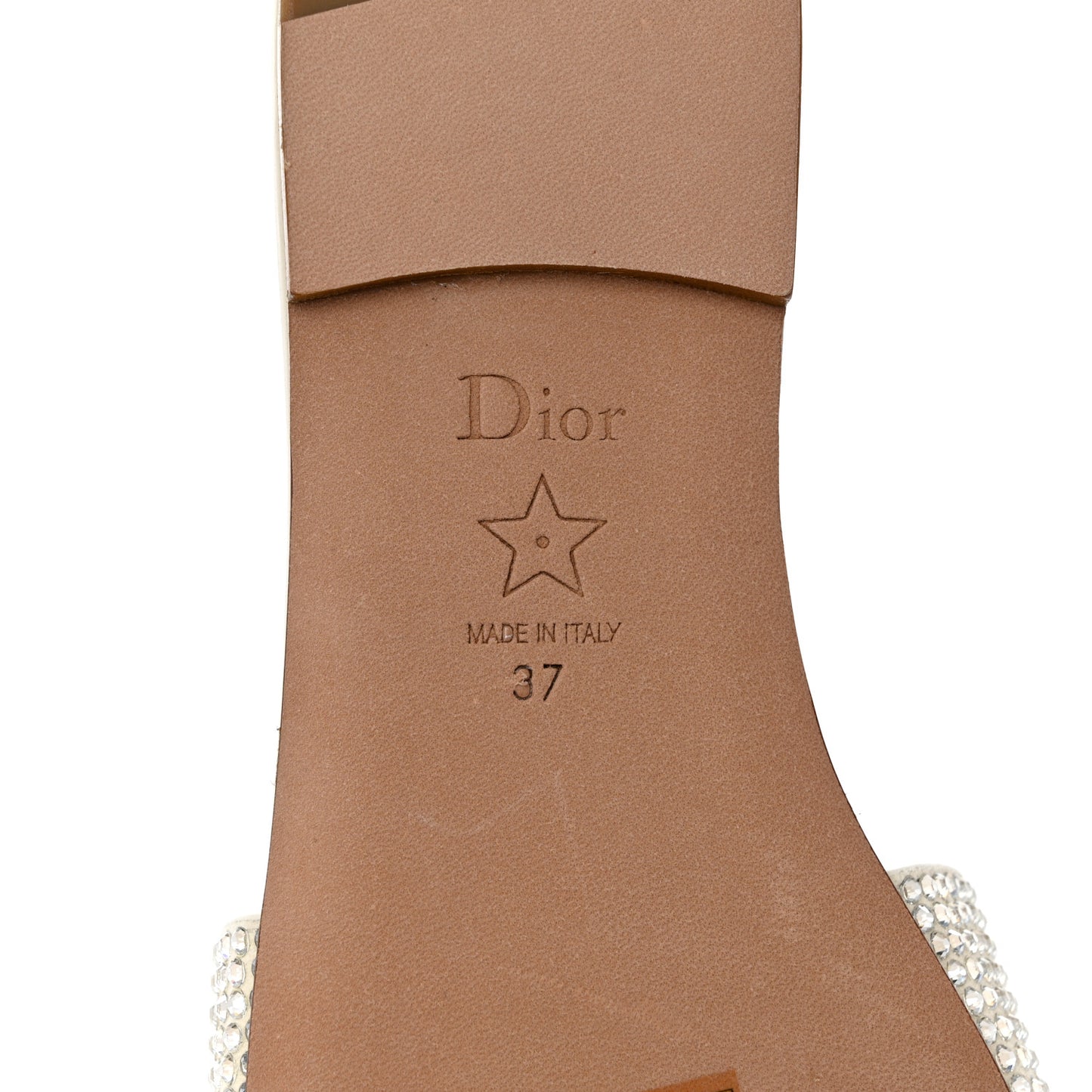 Crystal Calfskin D-Club Mule Sandal 37 White